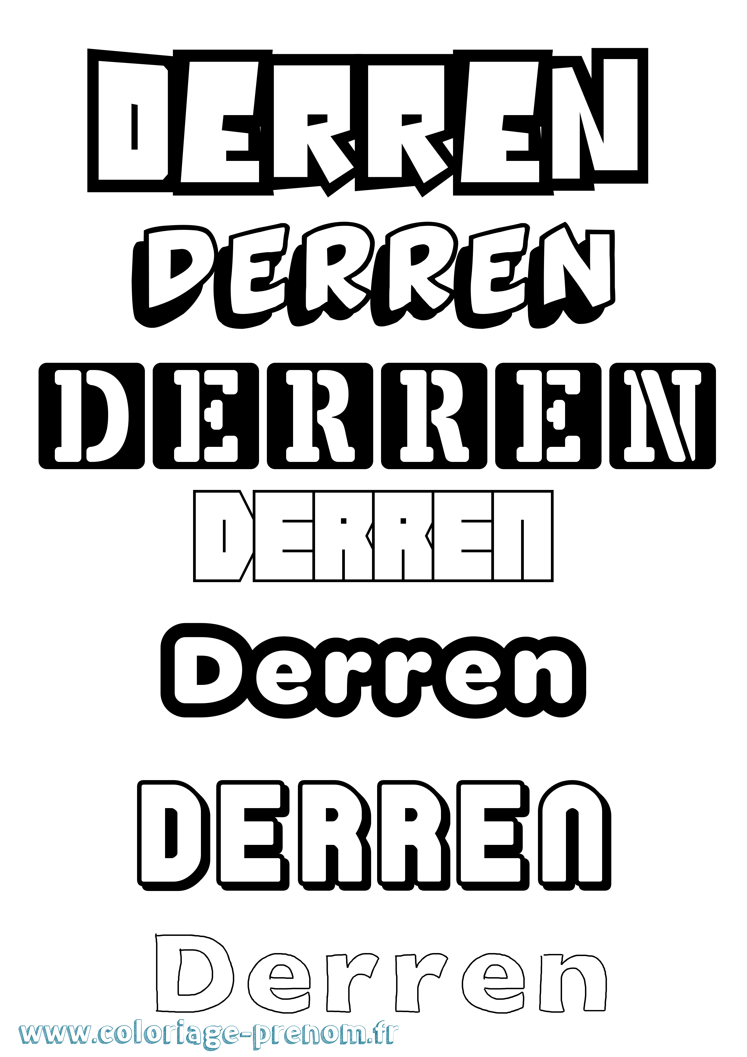 Coloriage prénom Derren Simple