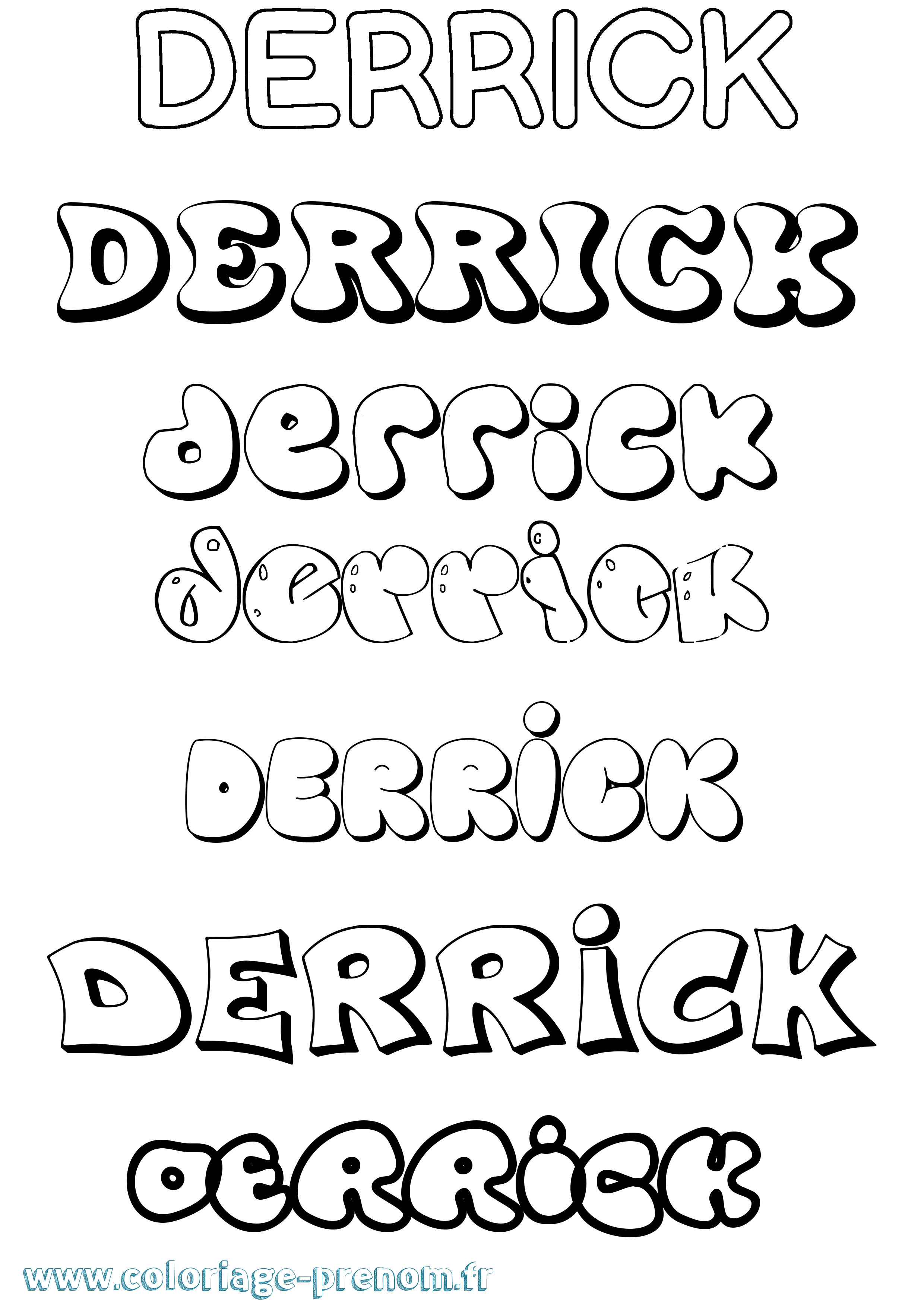 Coloriage prénom Derrick Bubble