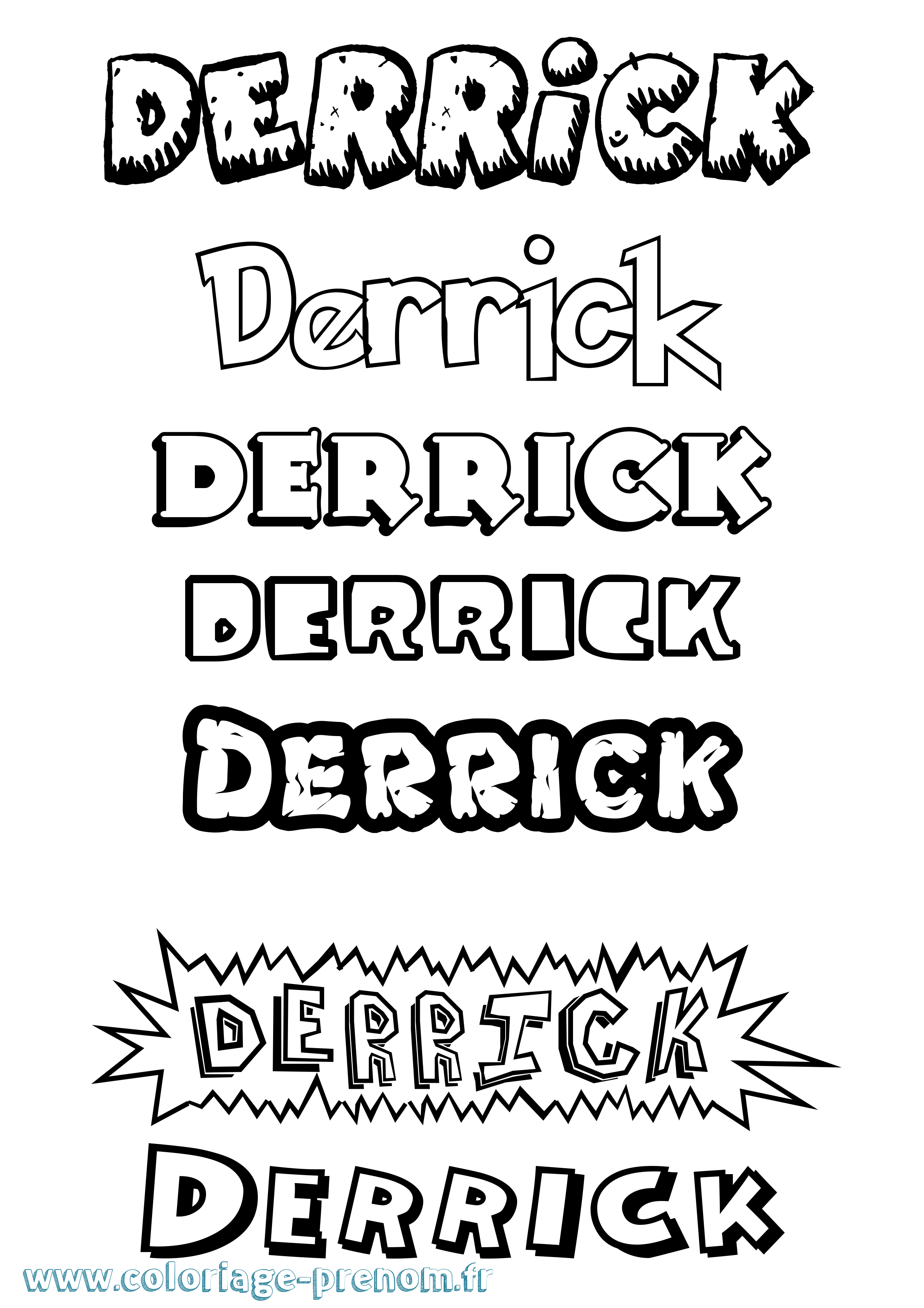 Coloriage prénom Derrick Dessin Animé