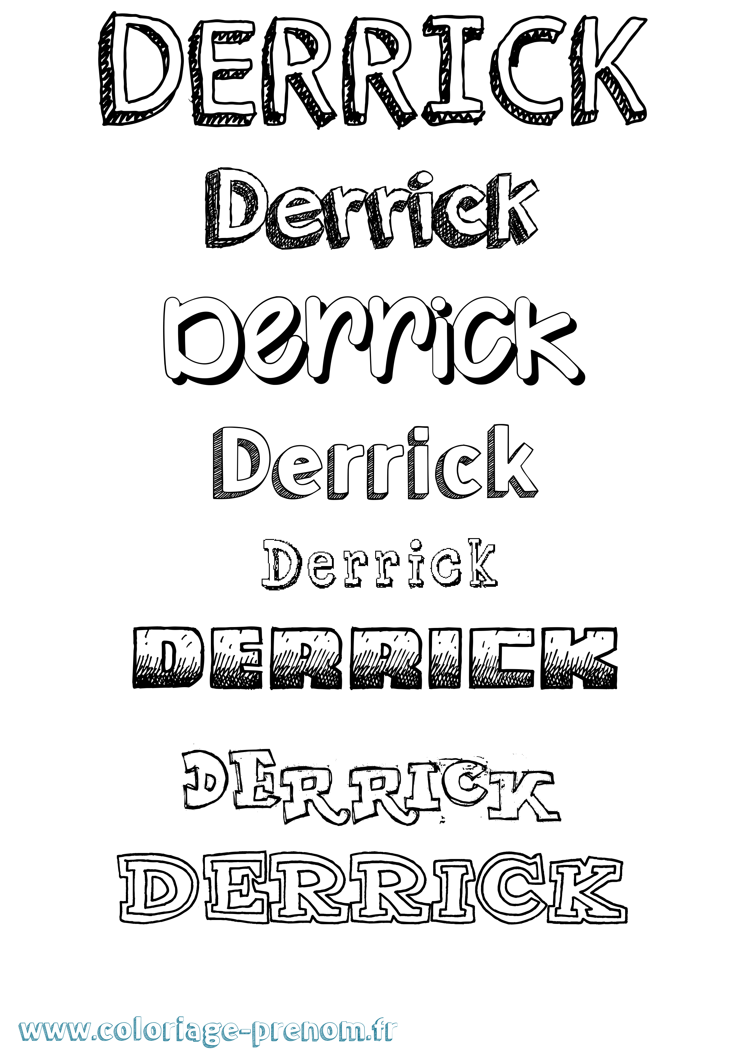 Coloriage prénom Derrick Dessiné