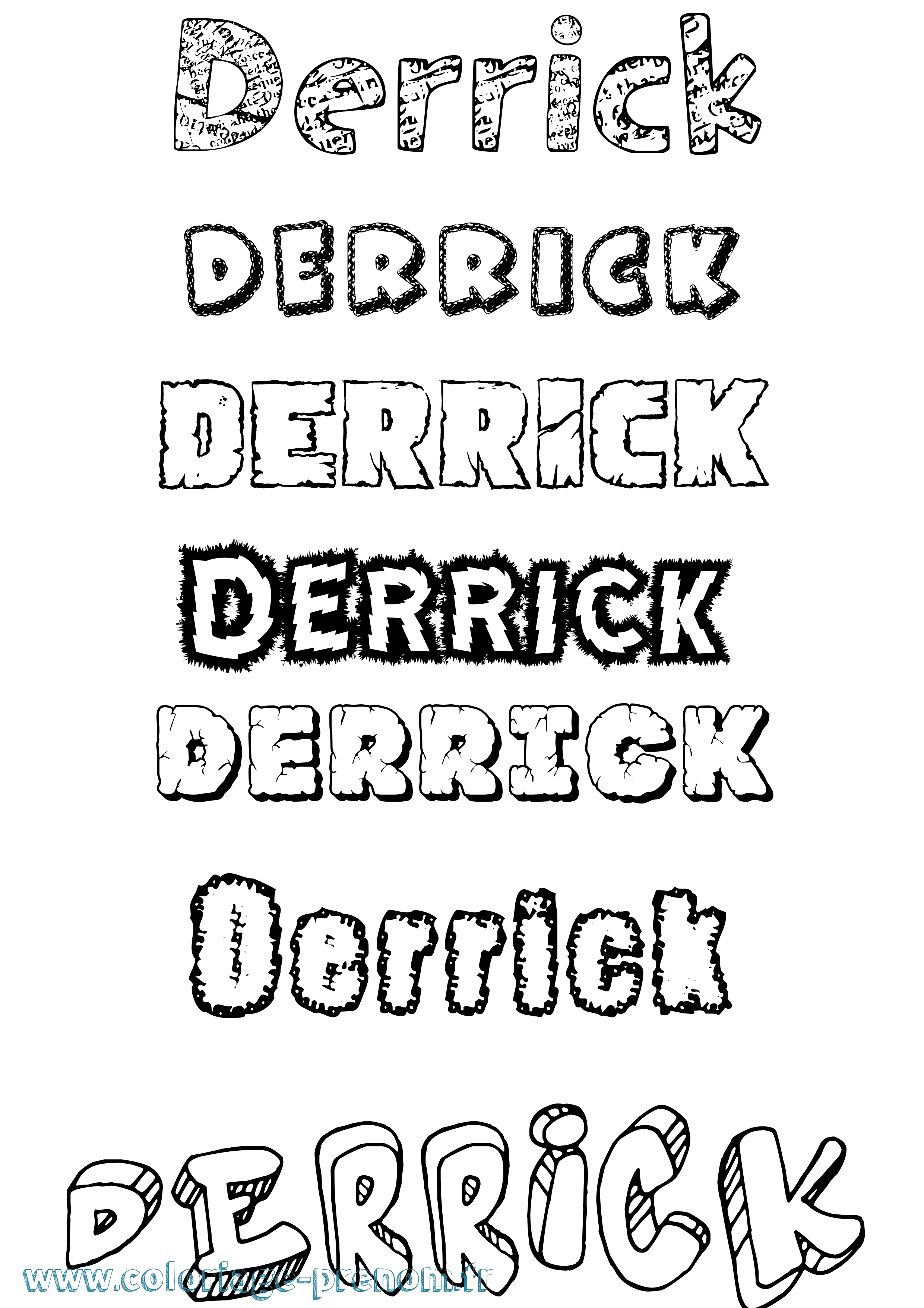 Coloriage Derrick Destructuré Coloriage prénom Derrick Destructuré