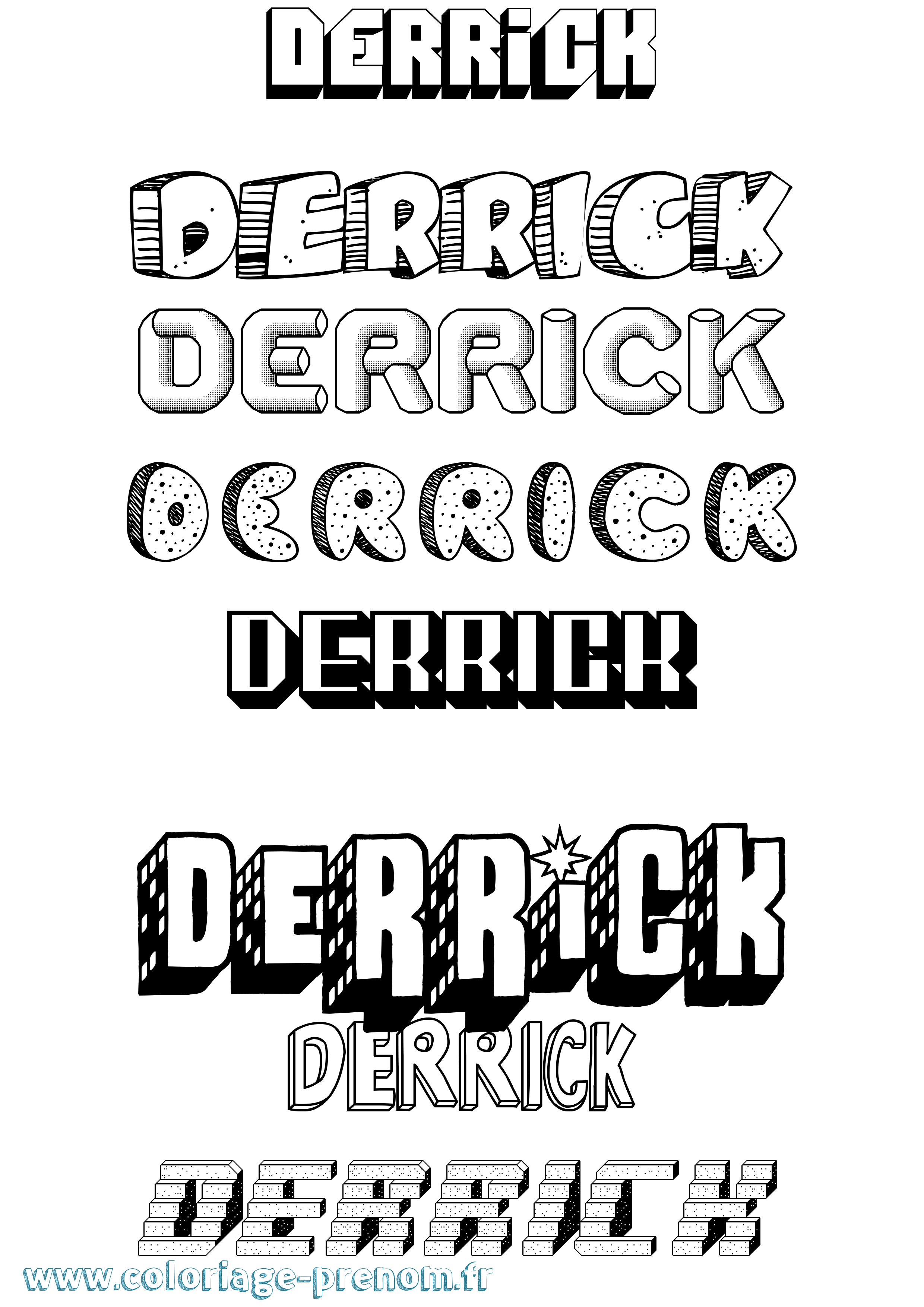 Coloriage Derrick Effet 3D Coloriage prénom Derrick Effet 3D