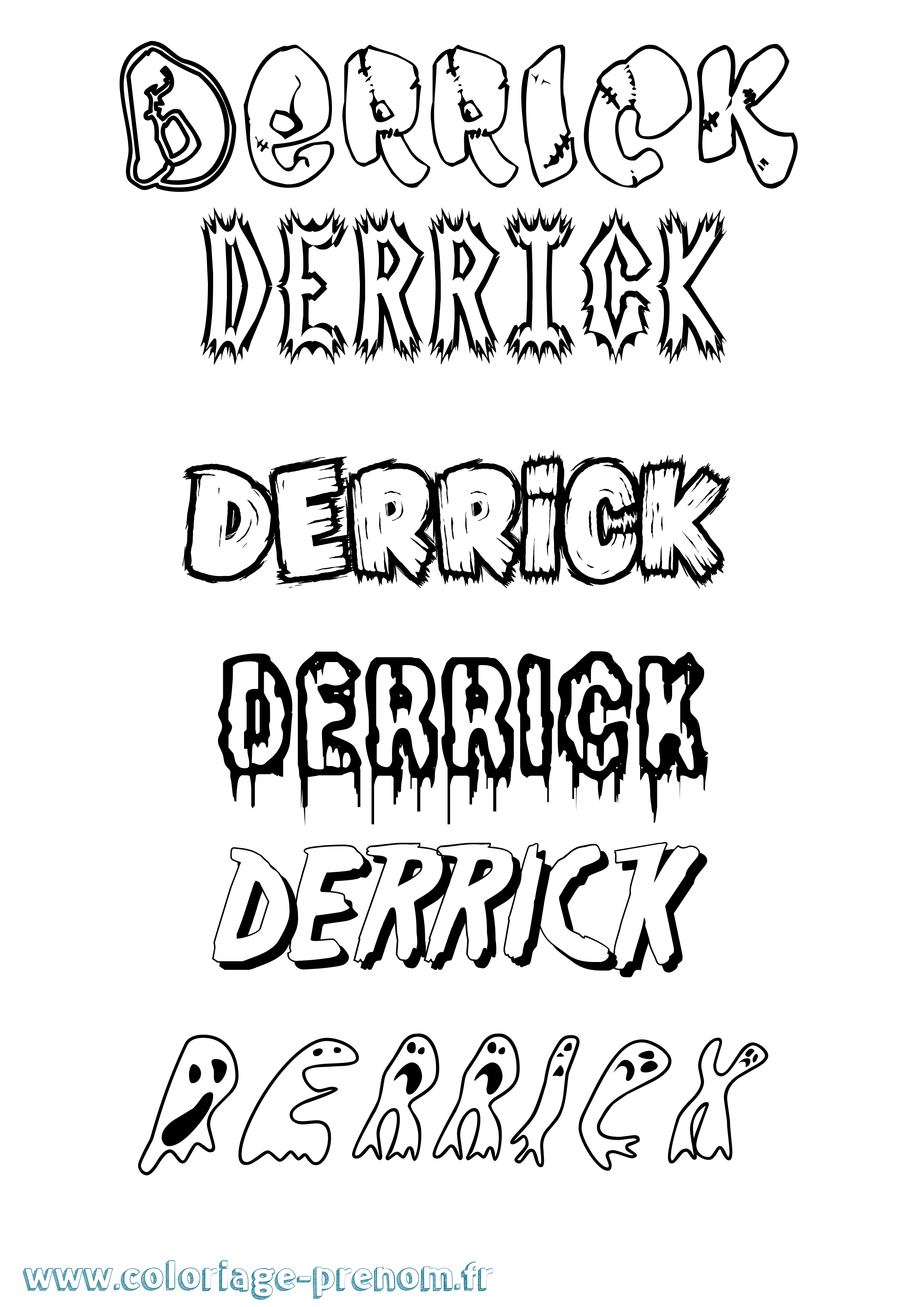 Coloriage prénom Derrick Frisson