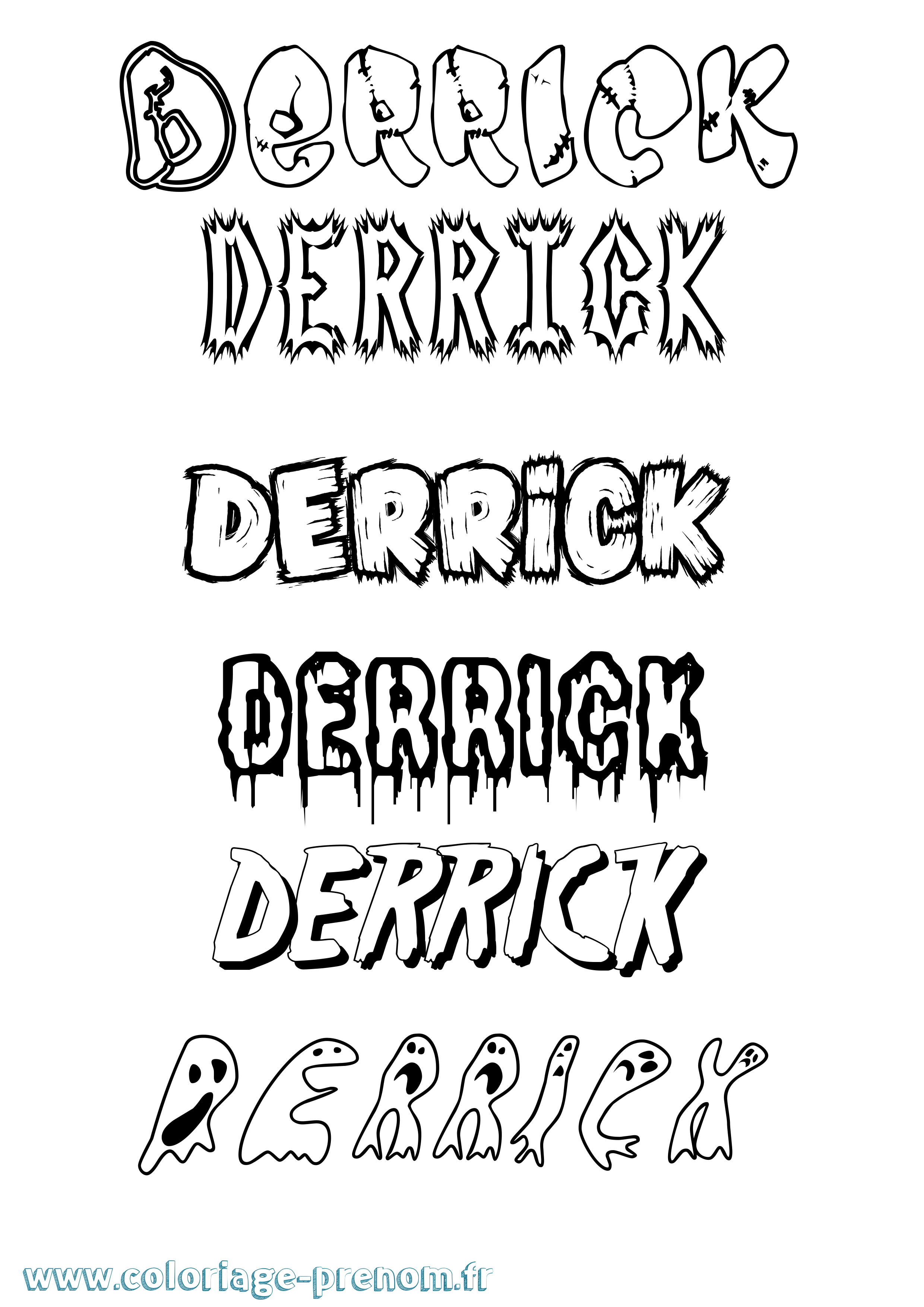 Coloriage Derrick Frisson Coloriage prénom Derrick Frisson