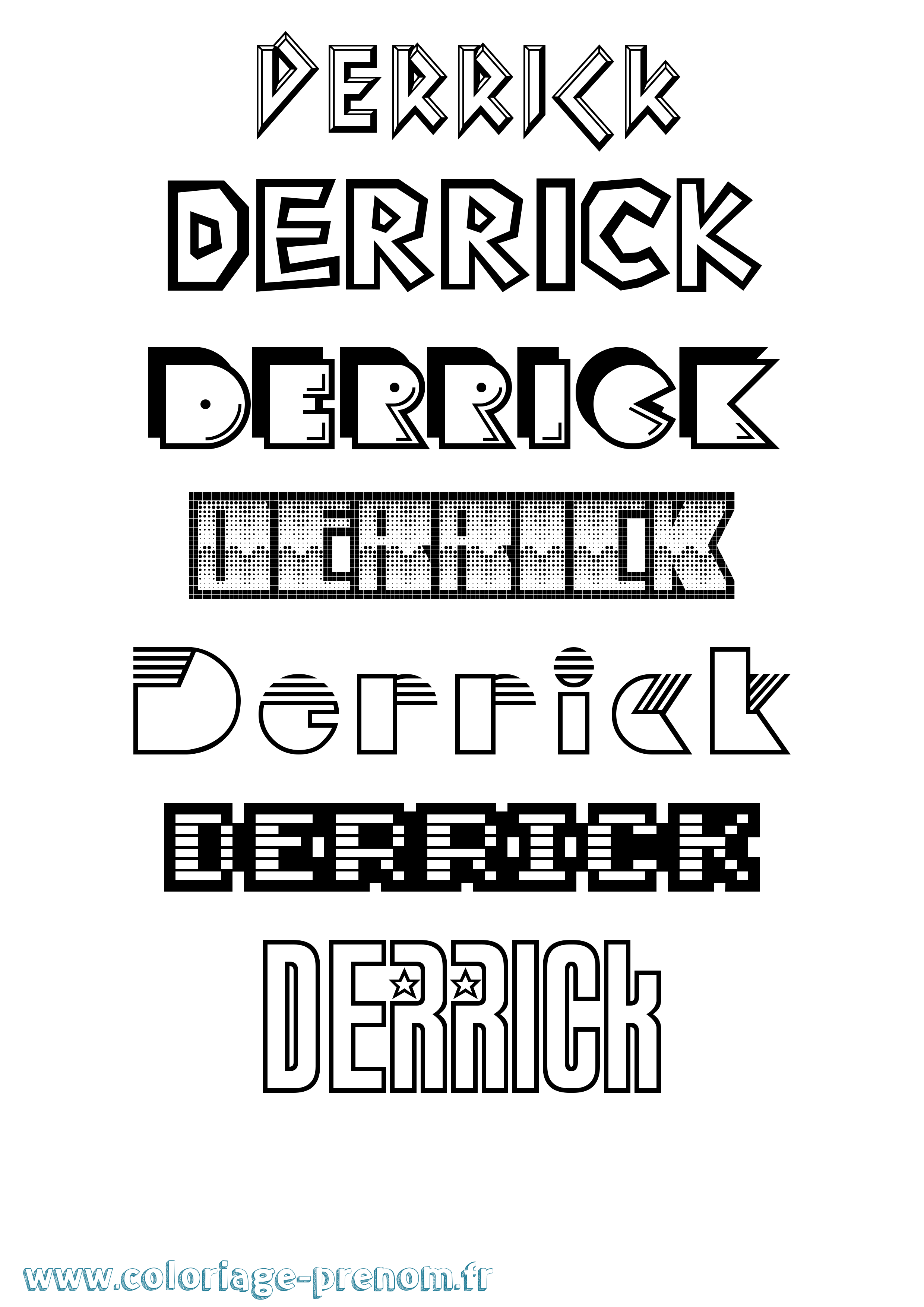 Coloriage Derrick Jeux Vidéos Coloriage prénom Derrick Jeux Vidéos