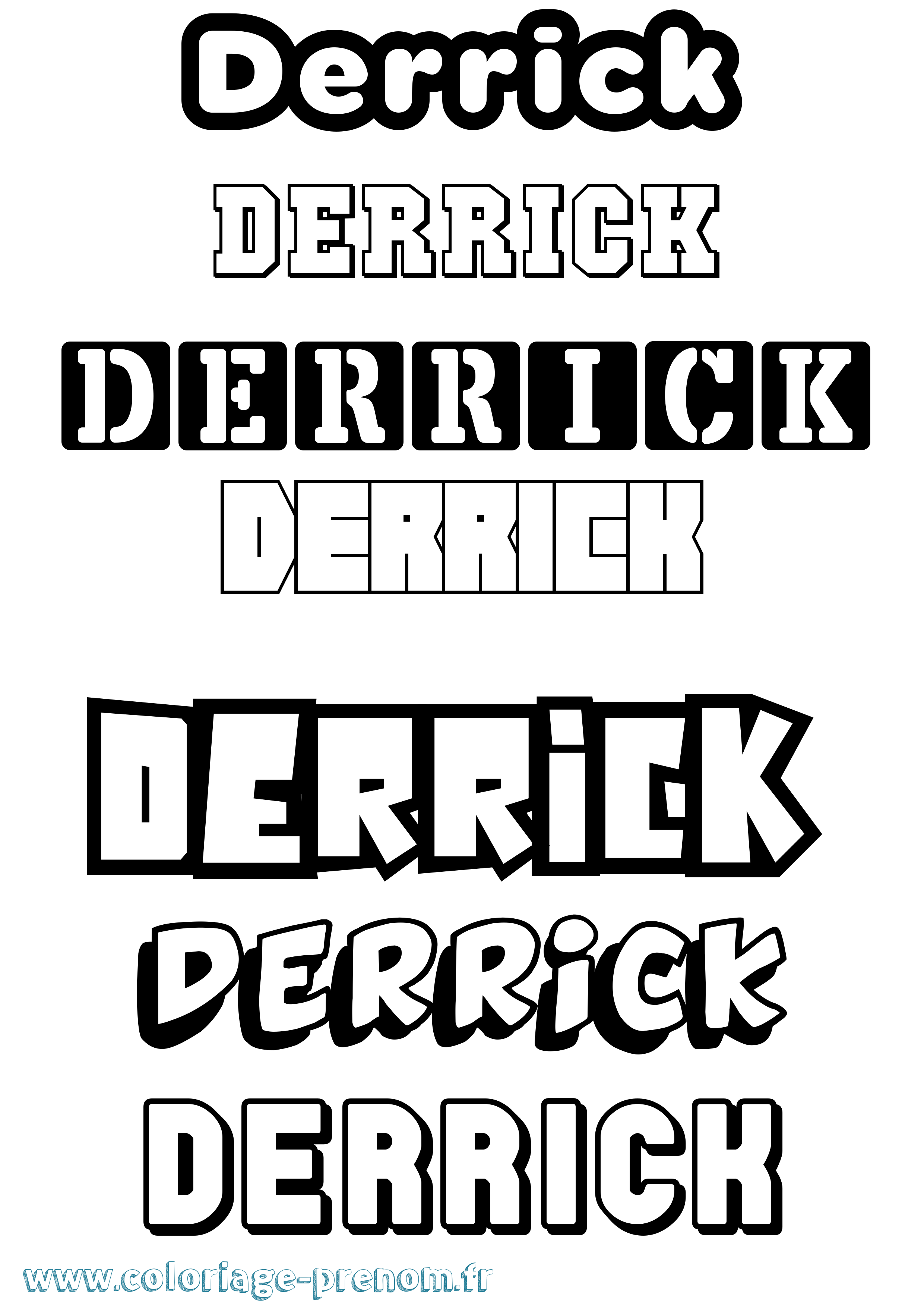 Coloriage Derrick Simple Coloriage prénom Derrick Simple