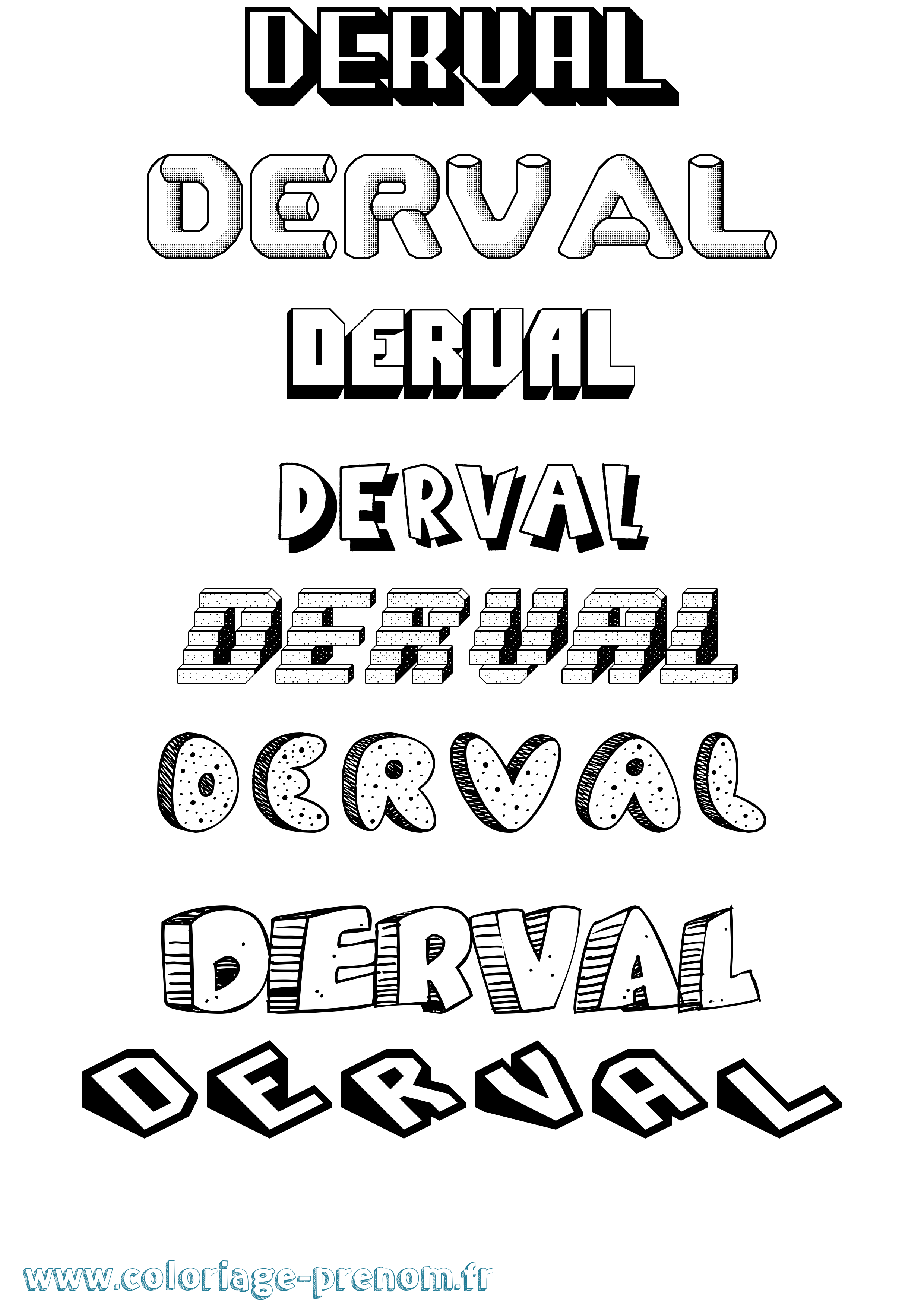Coloriage prénom Derval Effet 3D
