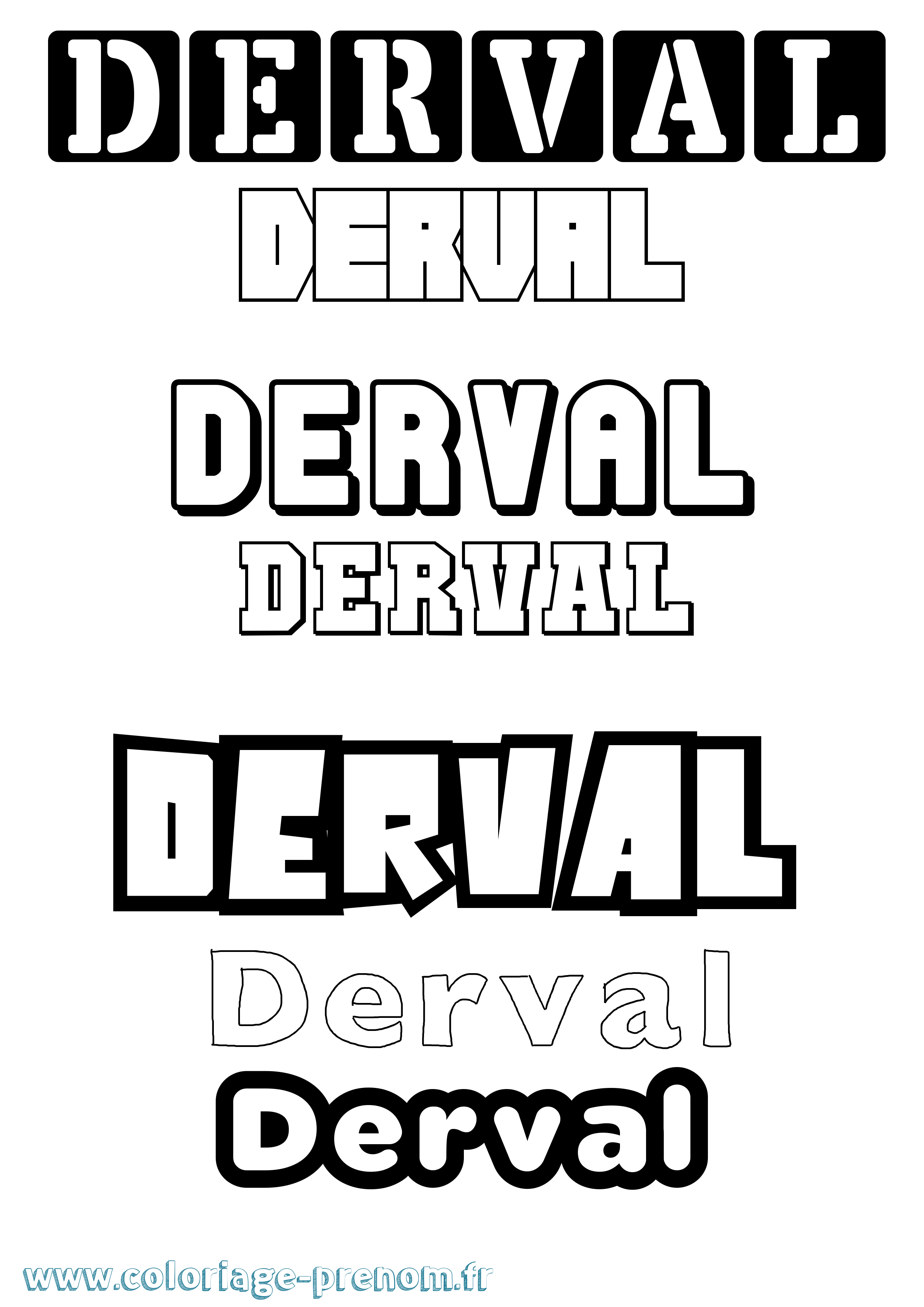 Coloriage prénom Derval Simple