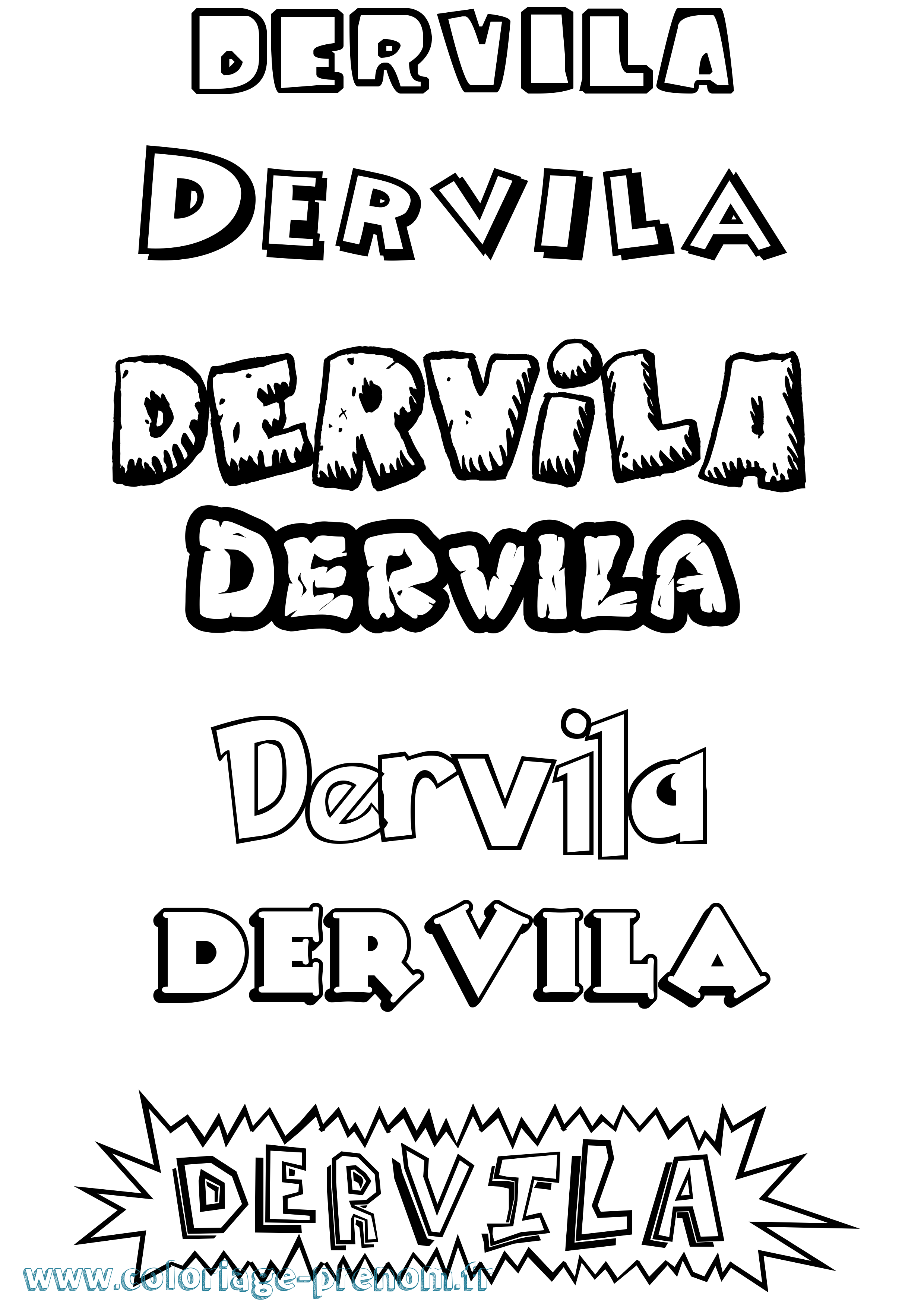 Coloriage prénom Dervila Dessin Animé