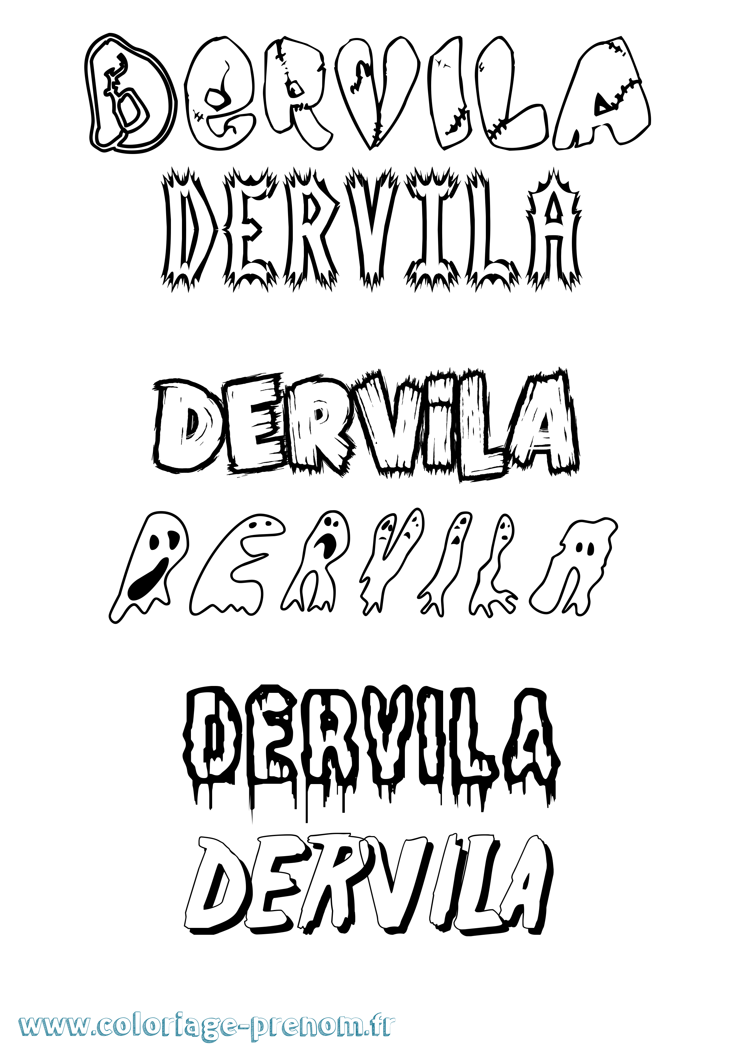 Coloriage prénom Dervila Frisson
