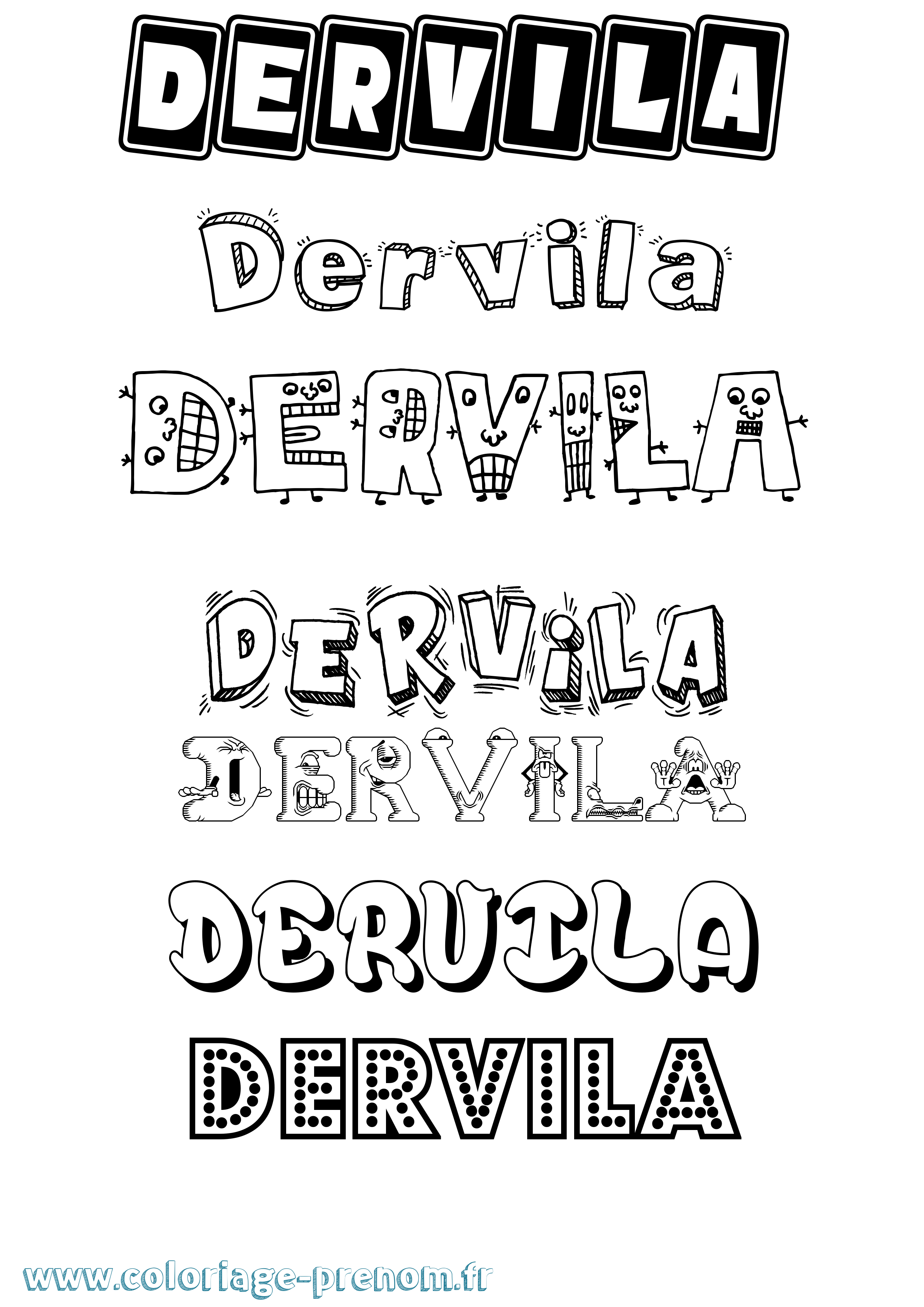 Coloriage prénom Dervila Fun