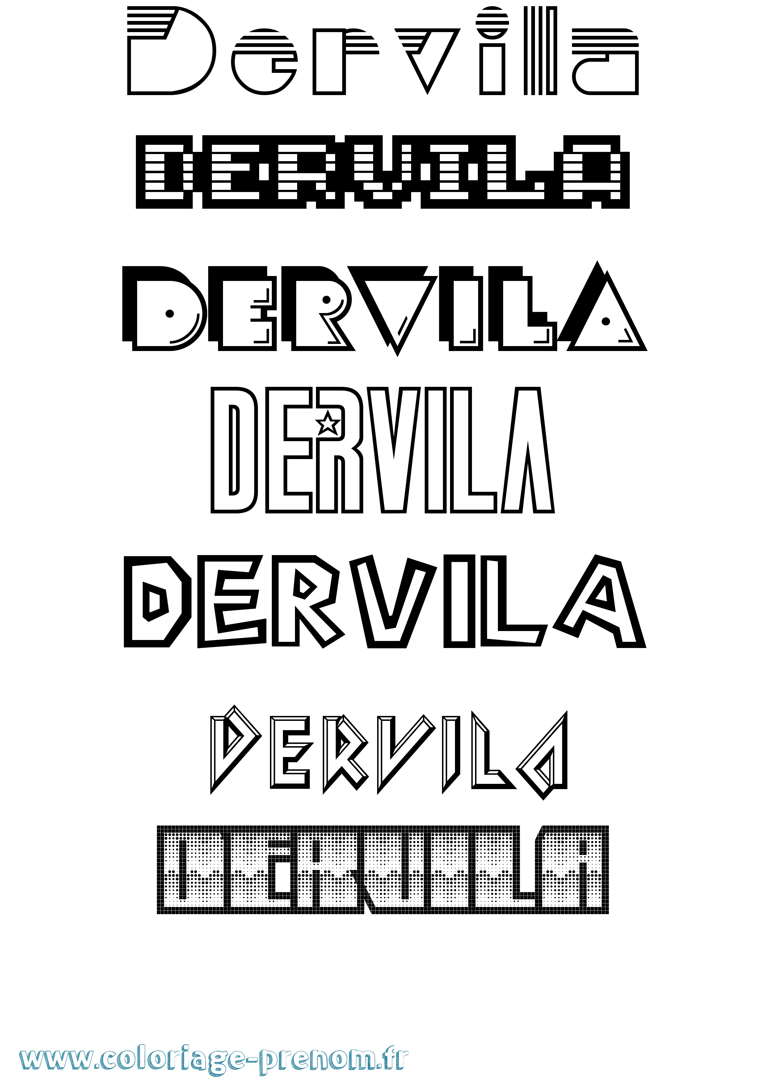 Coloriage prénom Dervila Jeux Vidéos
