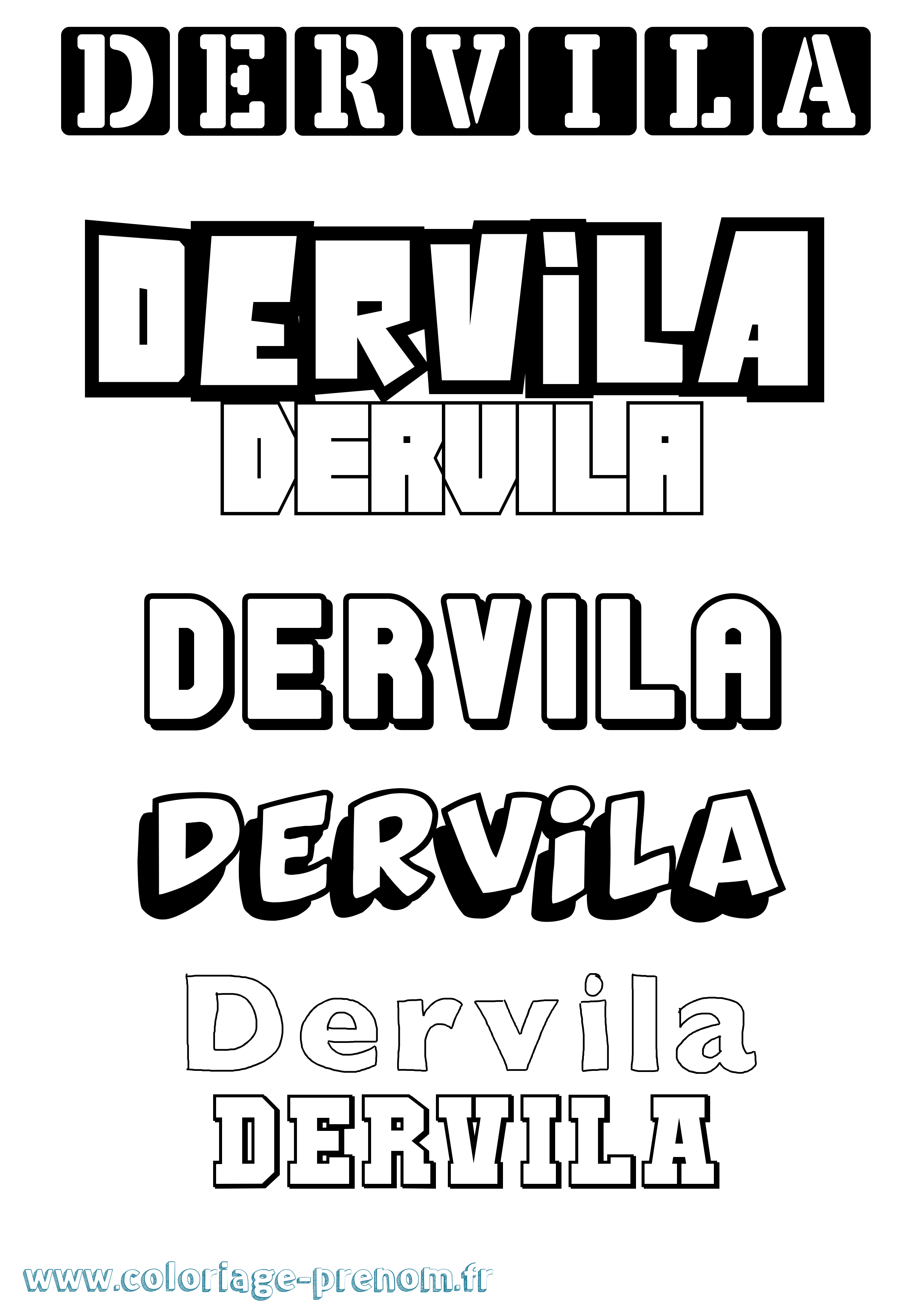 Coloriage prénom Dervila Simple