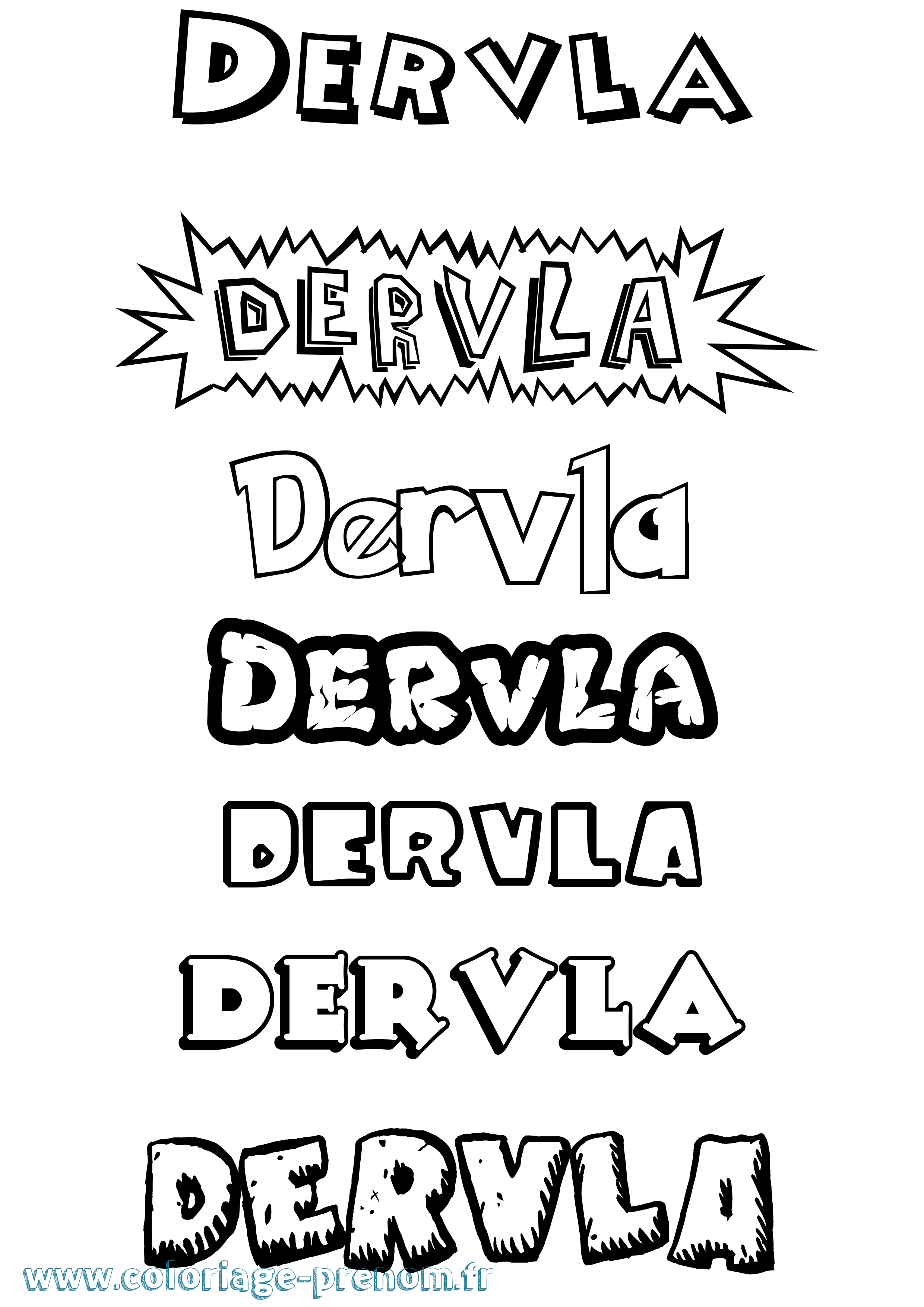 Coloriage prénom Dervla Dessin Animé