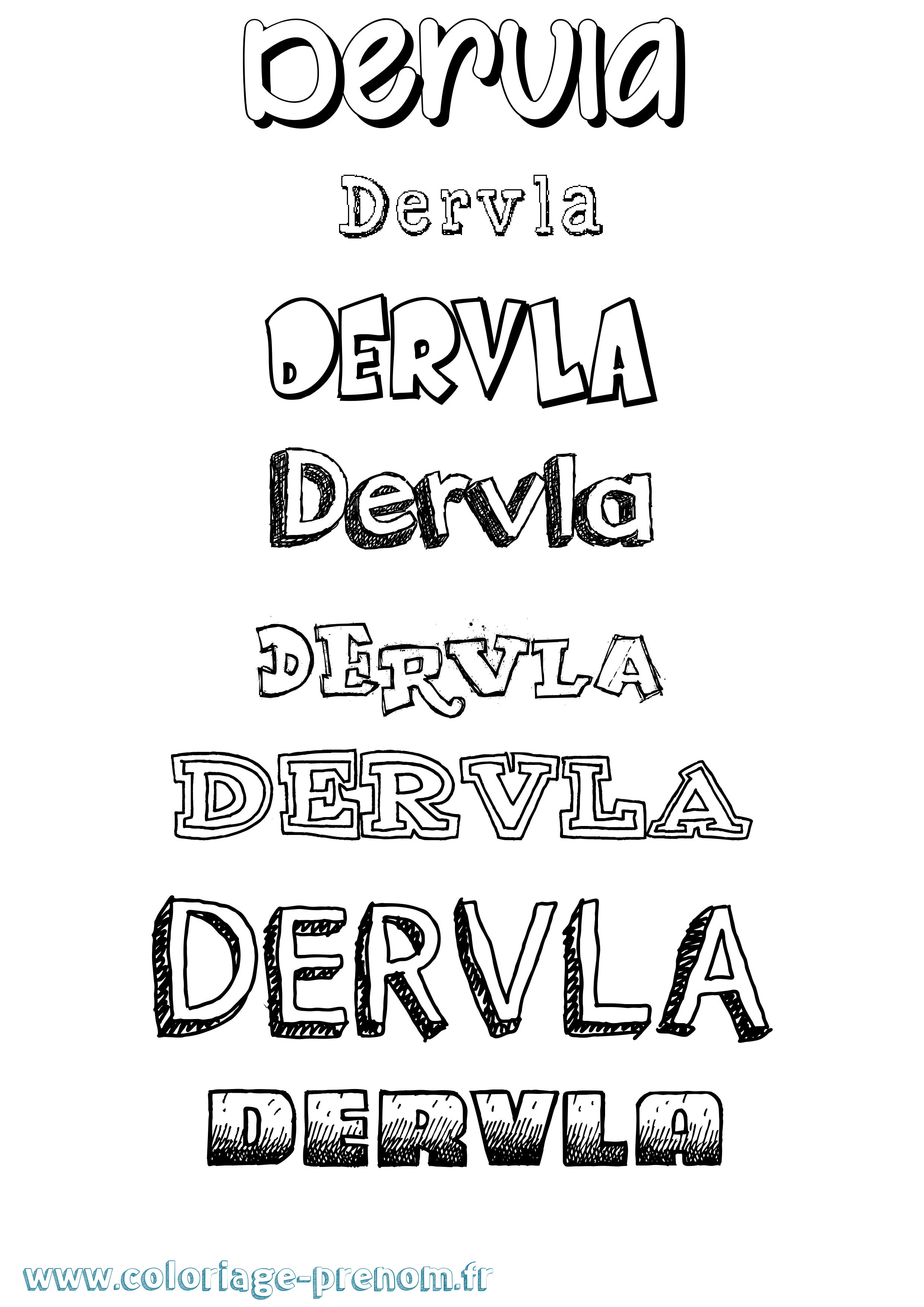 Coloriage prénom Dervla Dessiné
