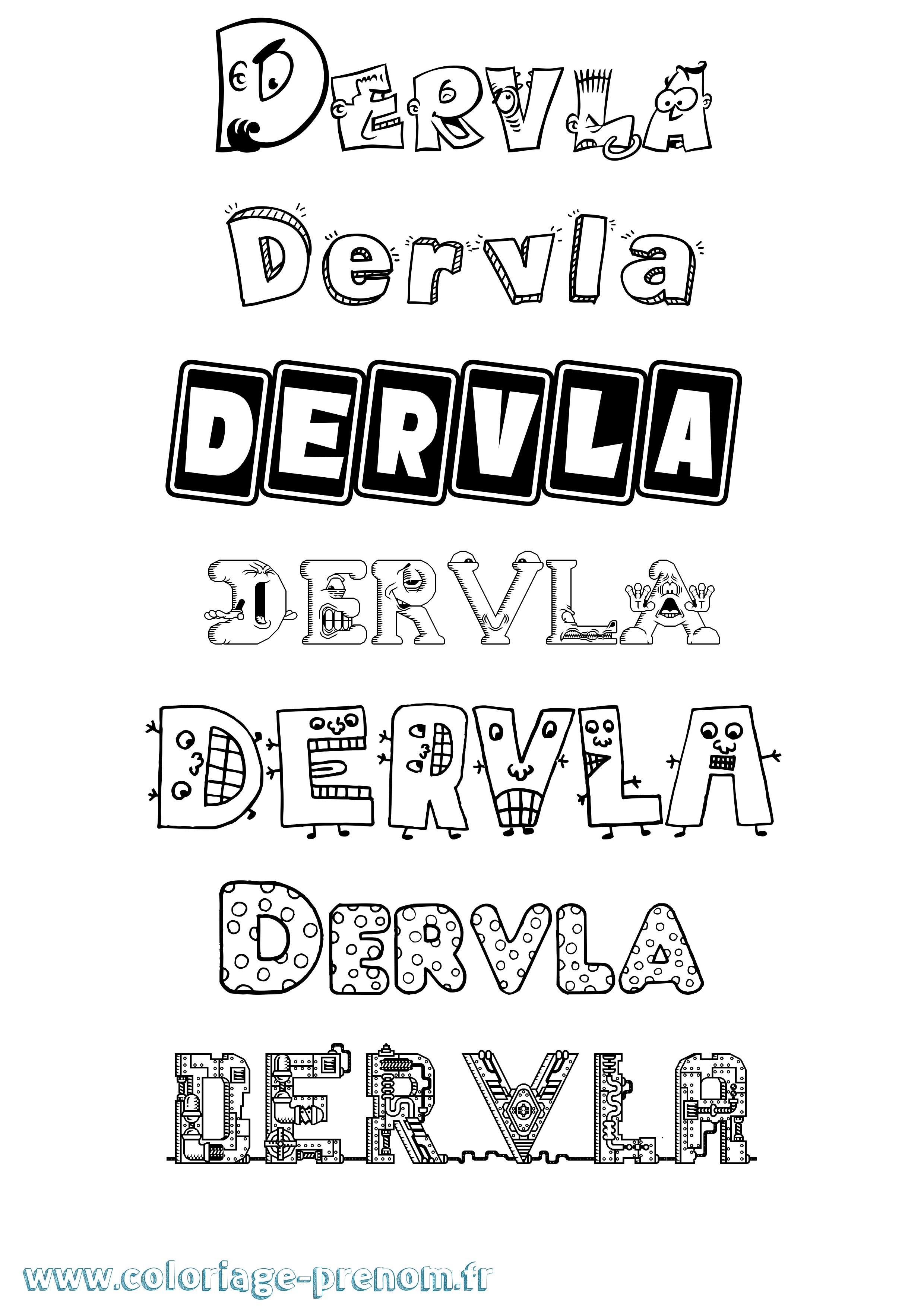 Coloriage prénom Dervla Fun