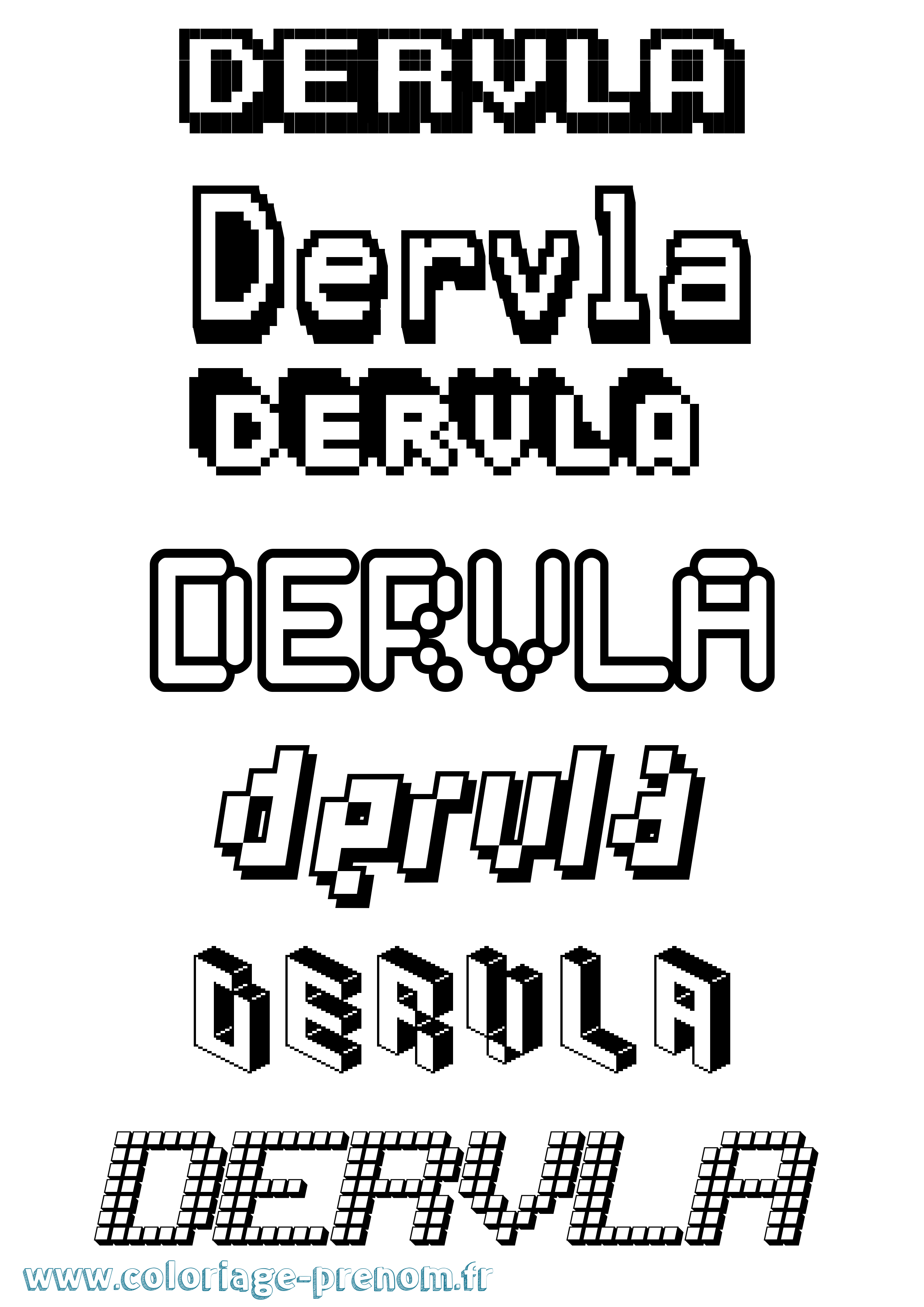 Coloriage prénom Dervla Pixel