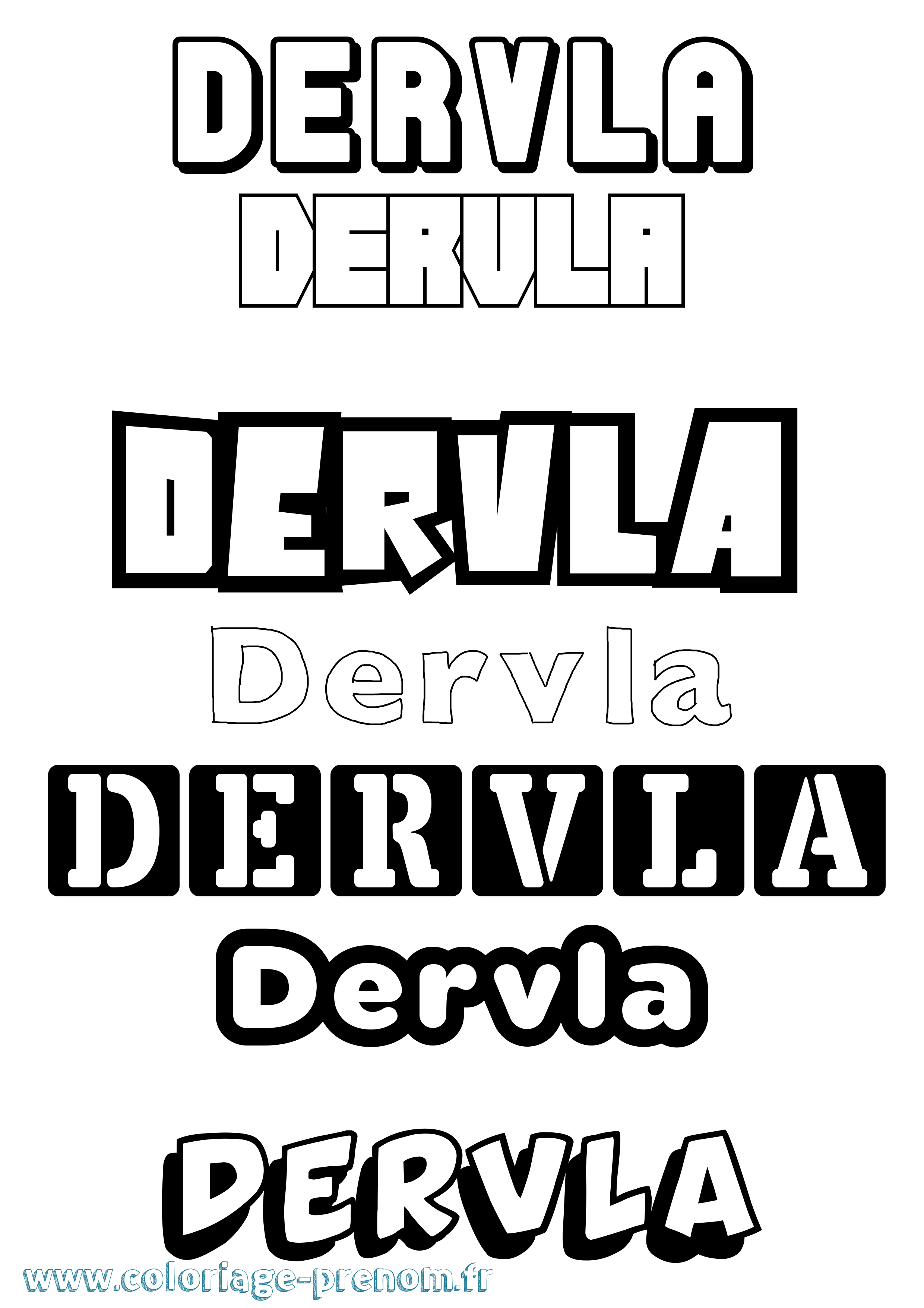 Coloriage prénom Dervla Simple