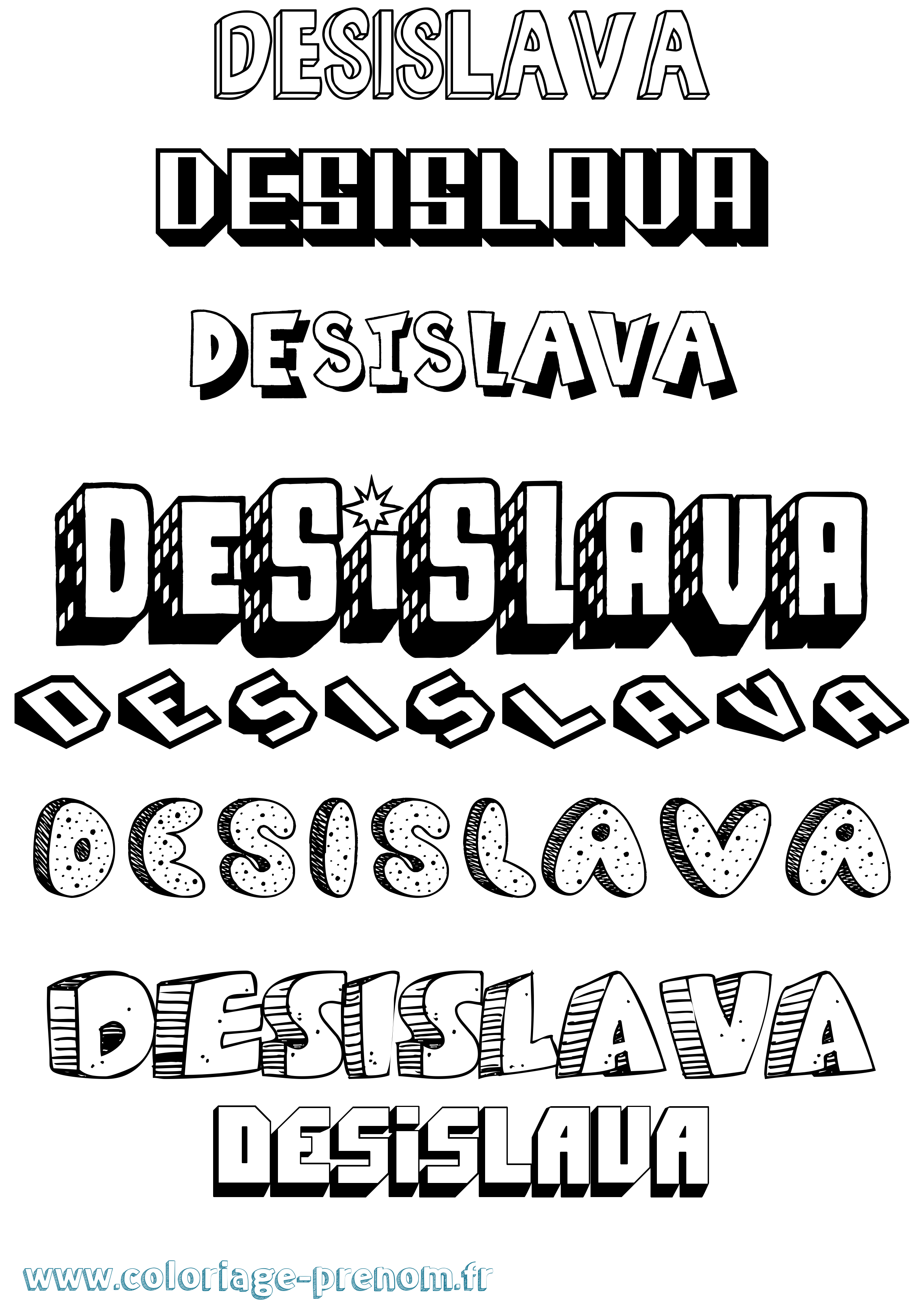 Coloriage prénom Desislava Effet 3D