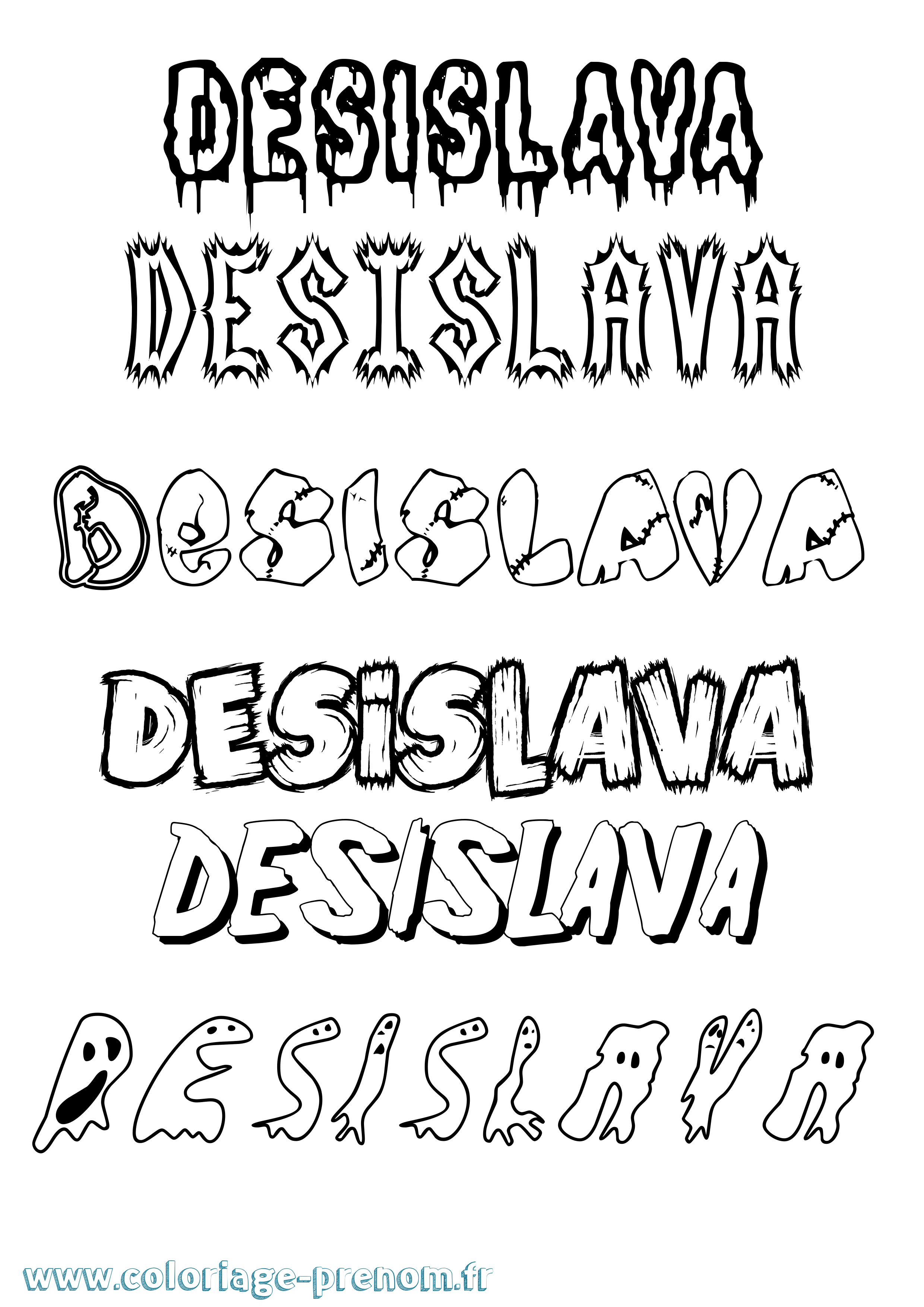 Coloriage prénom Desislava Frisson