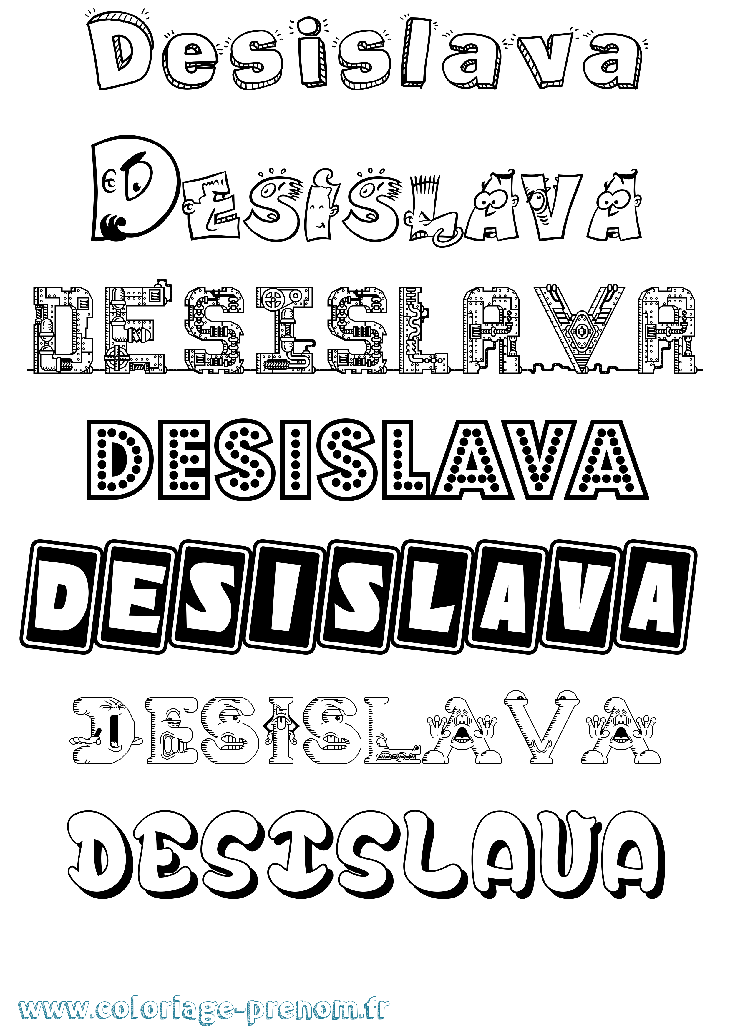 Coloriage prénom Desislava Fun