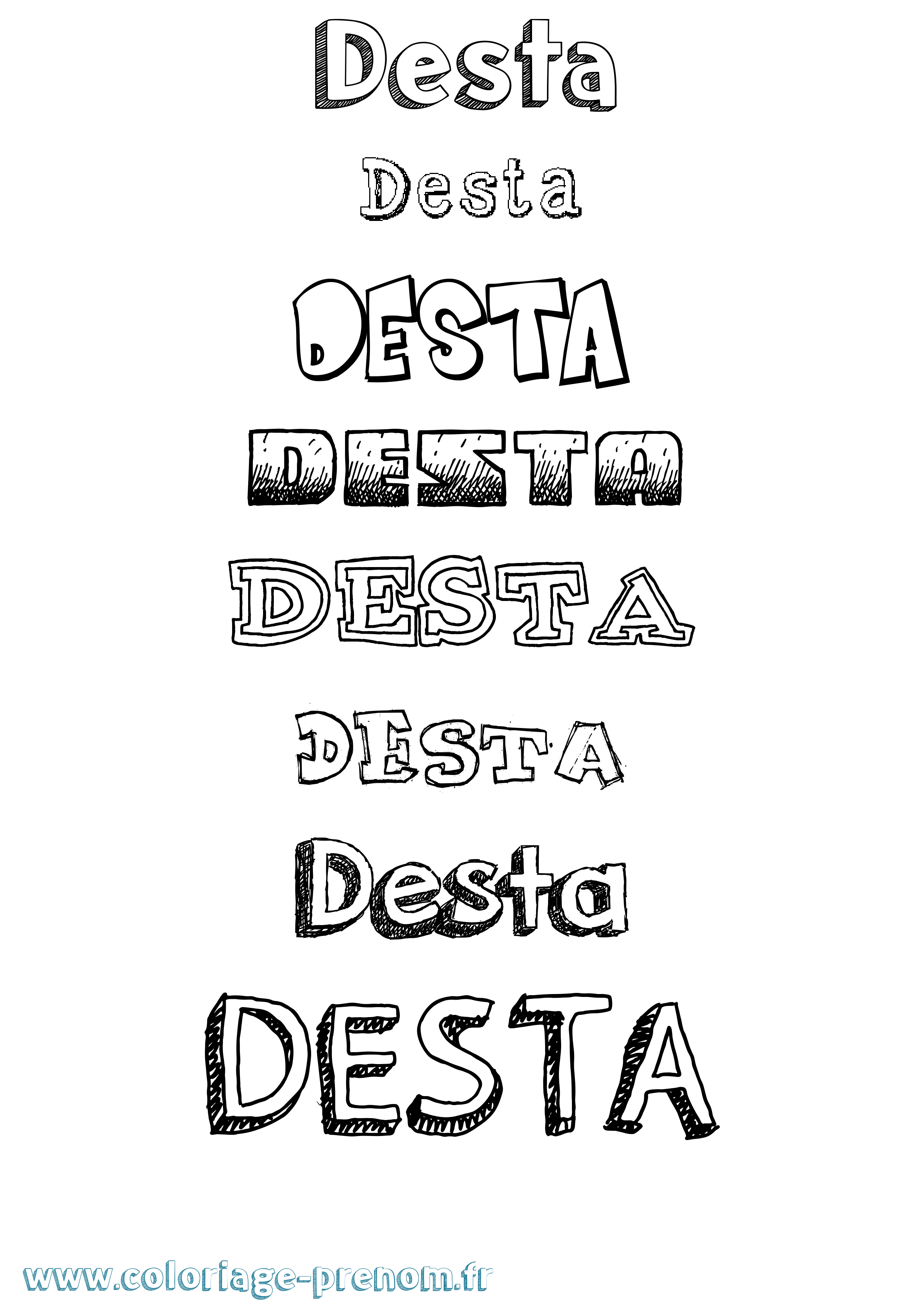 Coloriage prénom Desta Dessiné
