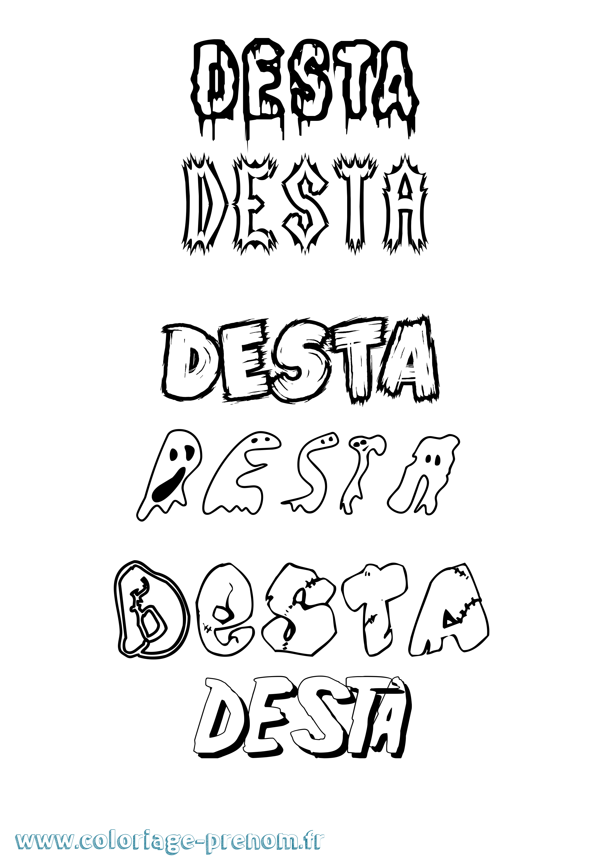 Coloriage prénom Desta Frisson