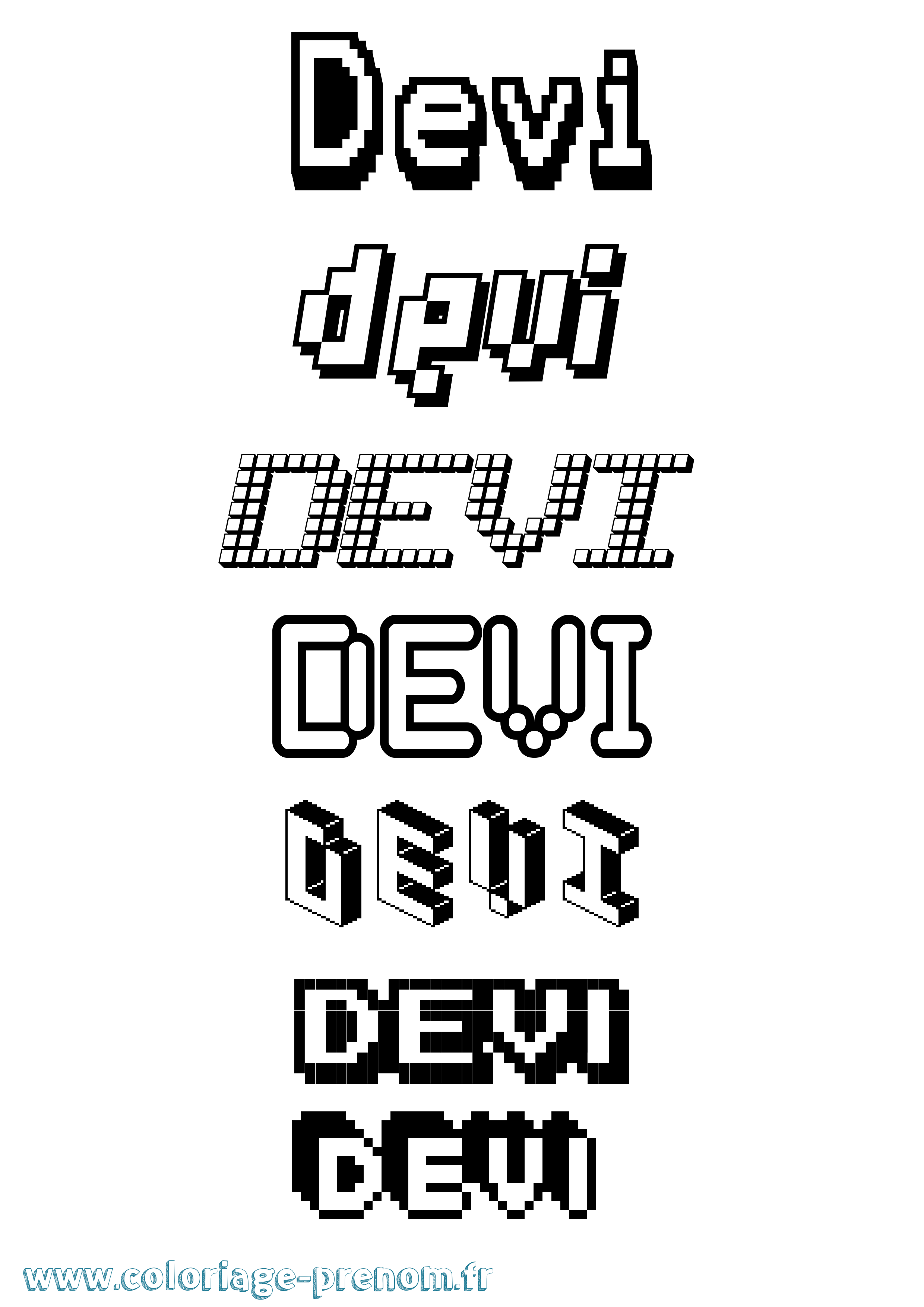 Coloriage prénom Devi Pixel