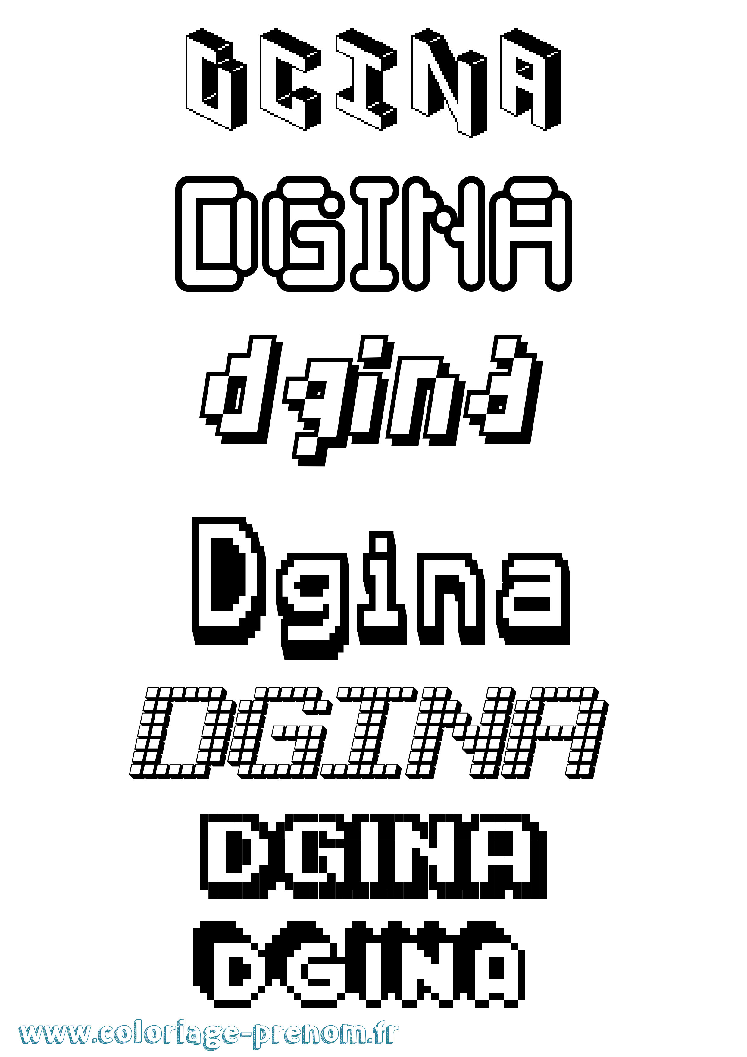Coloriage prénom Dgina Pixel