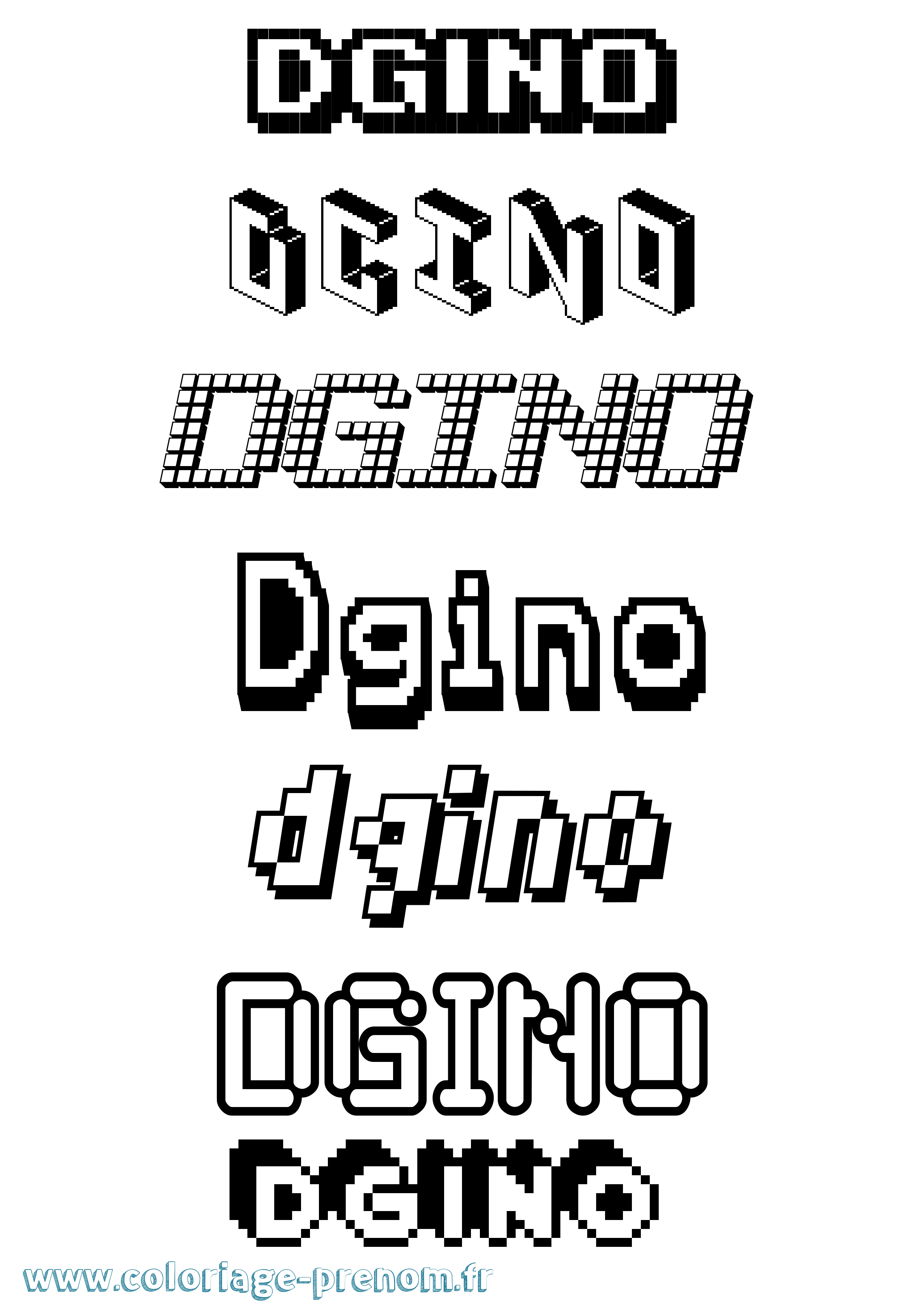 Coloriage prénom Dgino Pixel