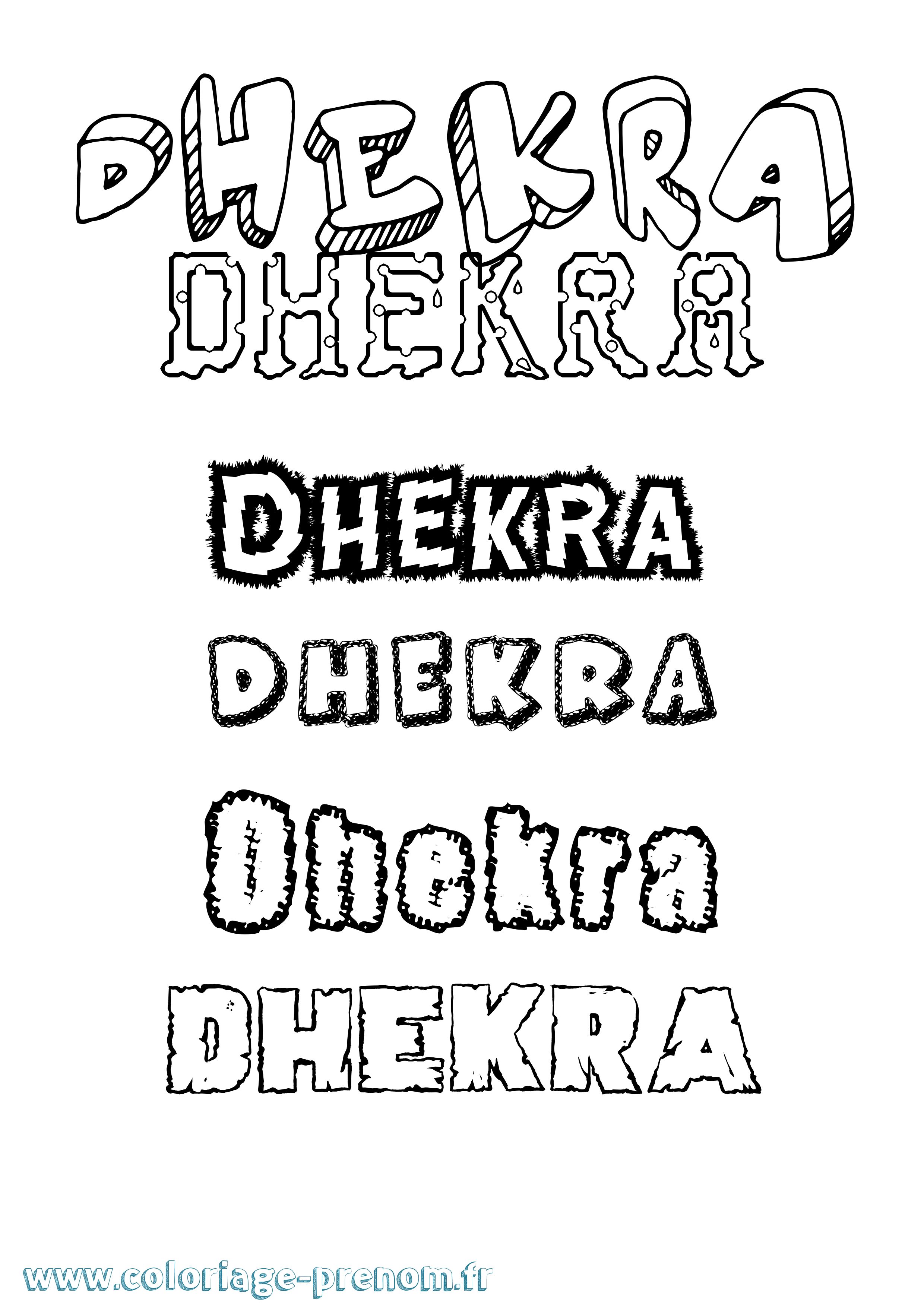 Coloriage prénom Dhekra Destructuré