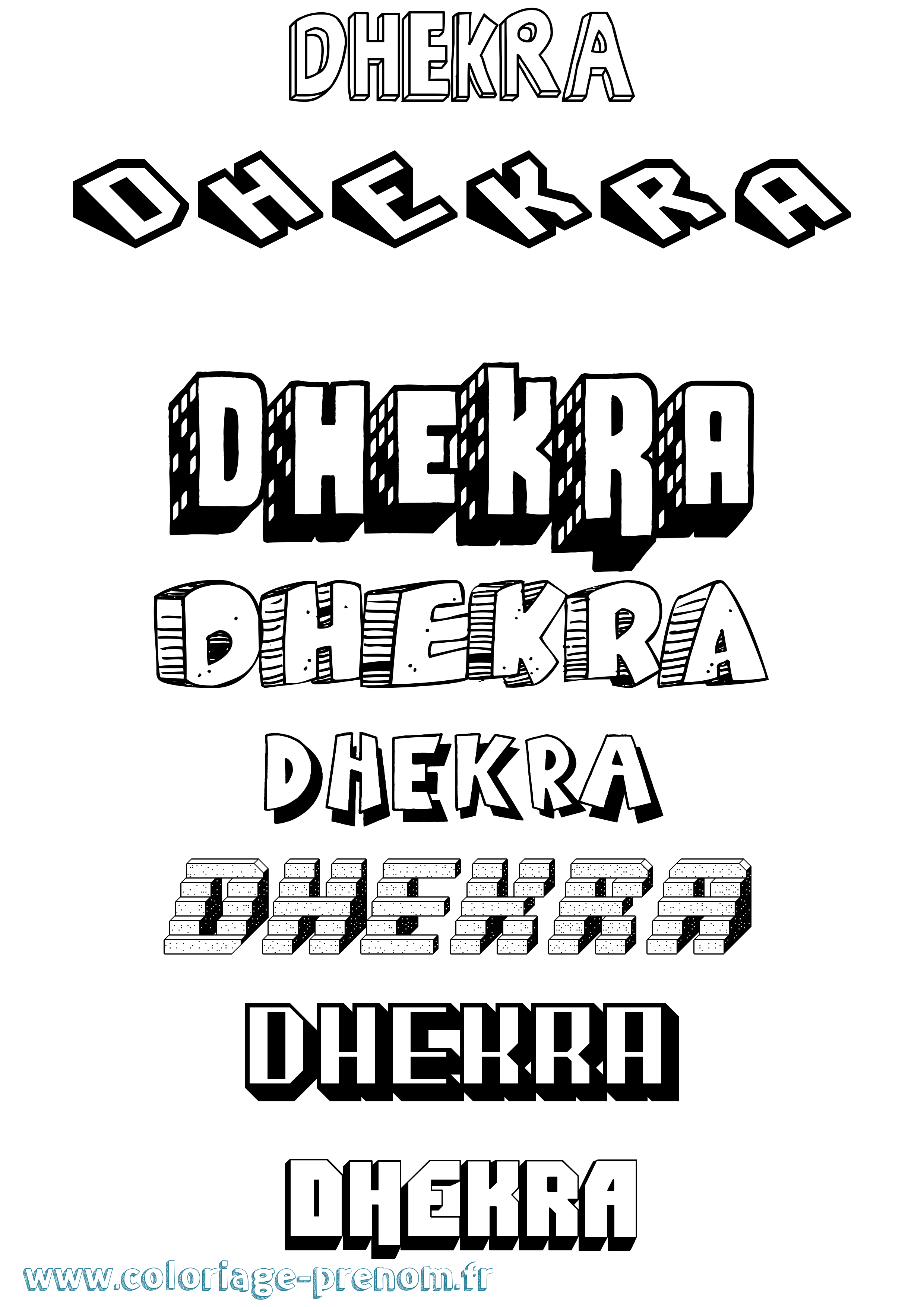 Coloriage prénom Dhekra Effet 3D