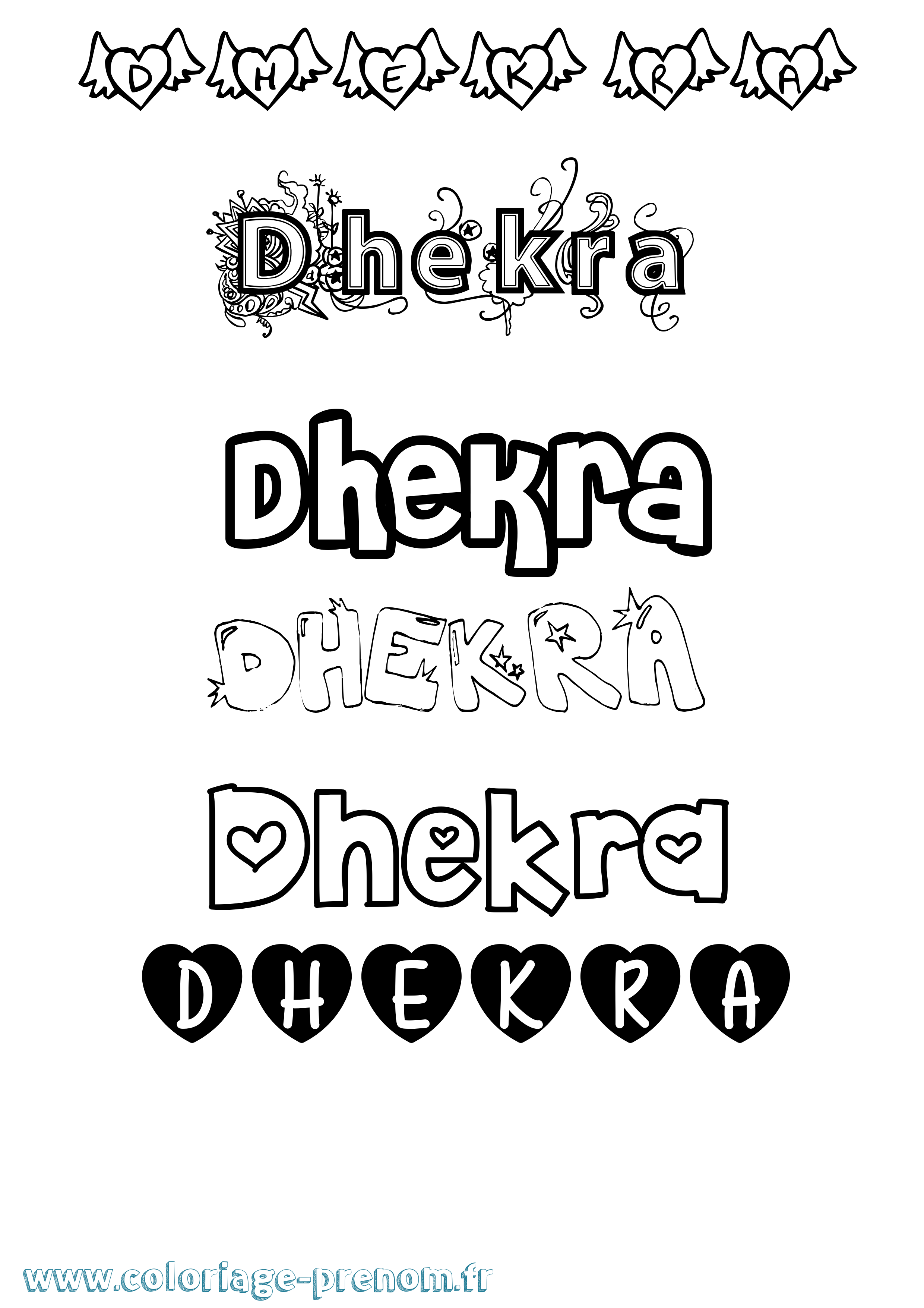 Coloriage prénom Dhekra Girly