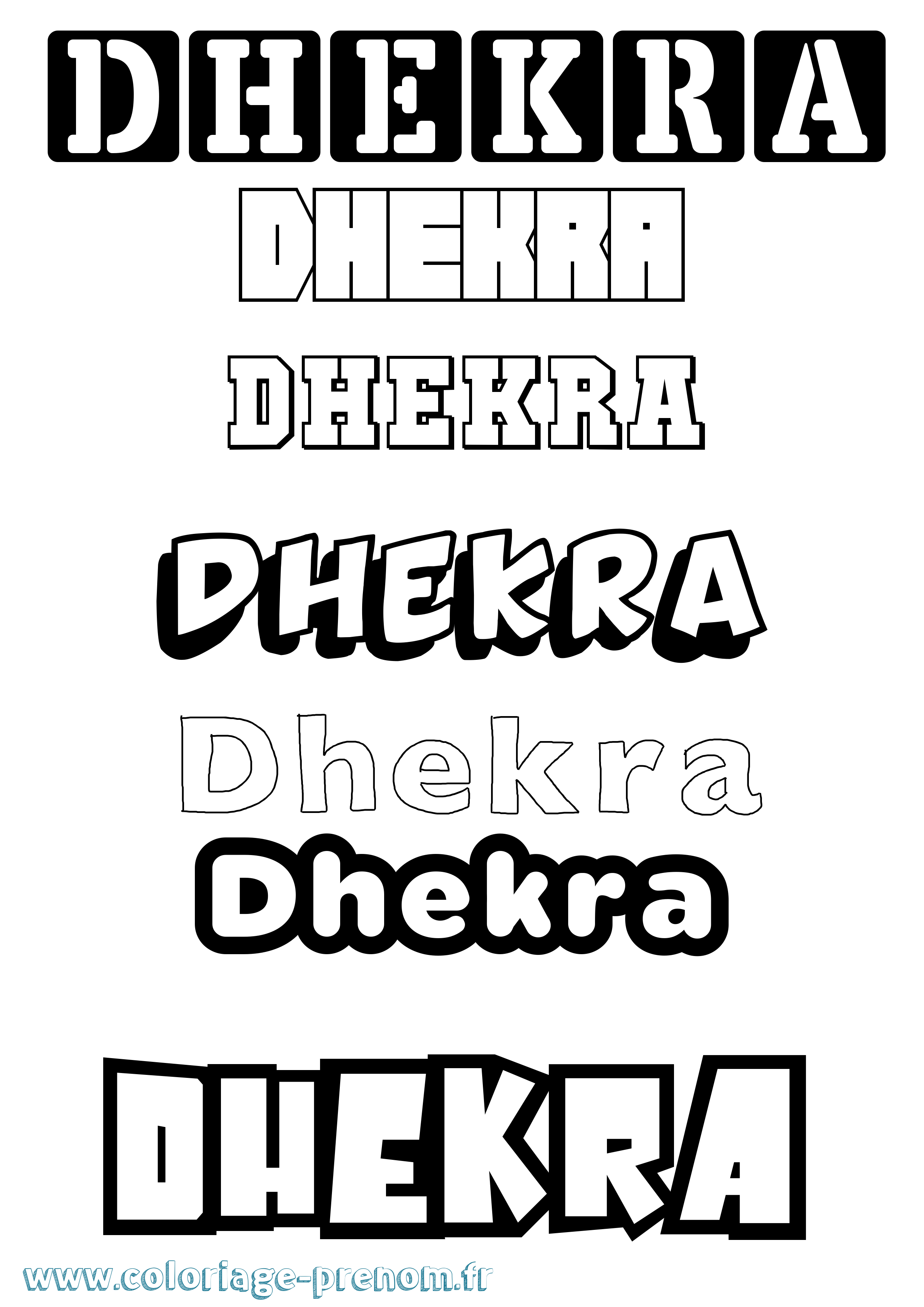 Coloriage prénom Dhekra Simple