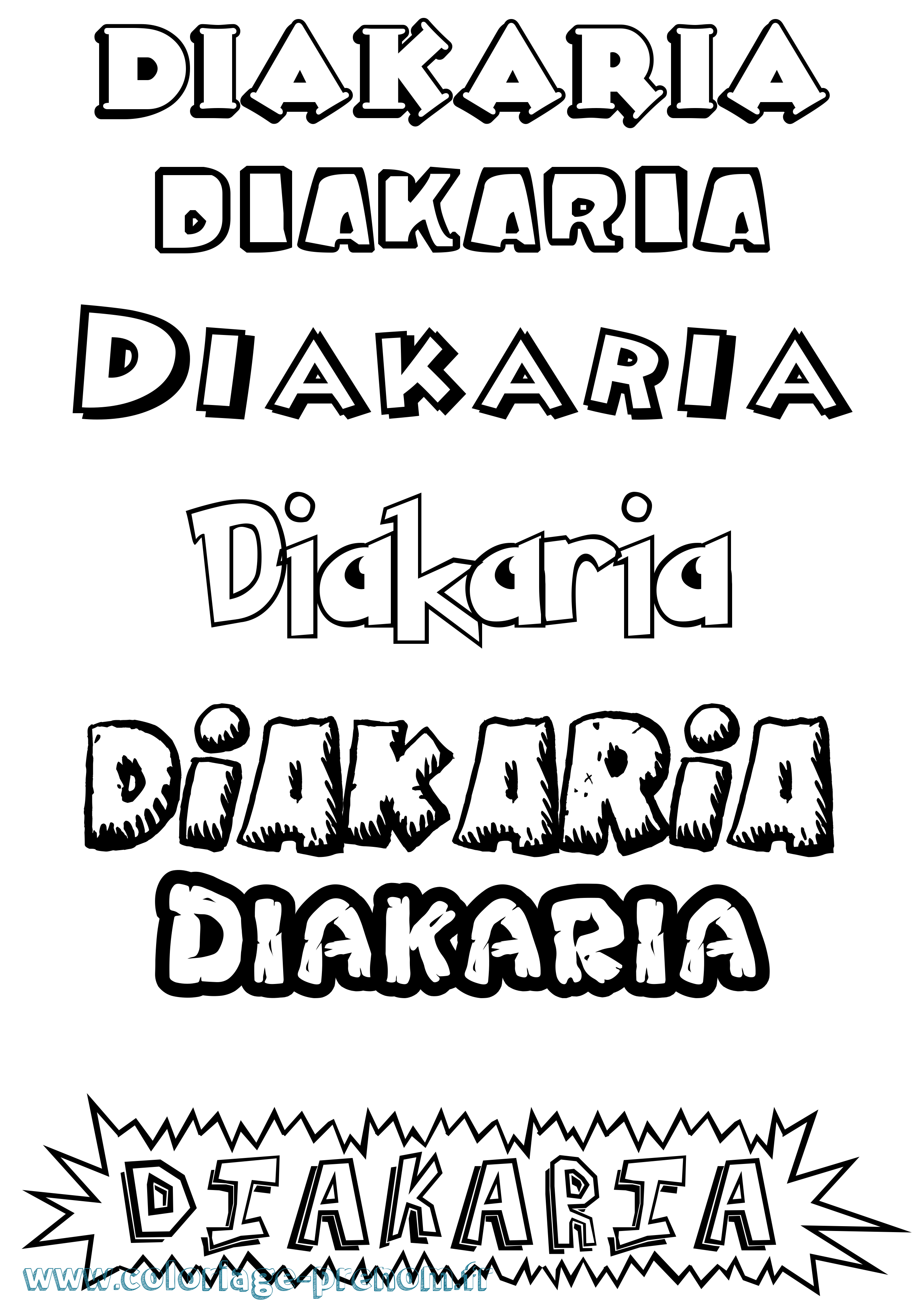 Coloriage prénom Diakaria Dessin Animé