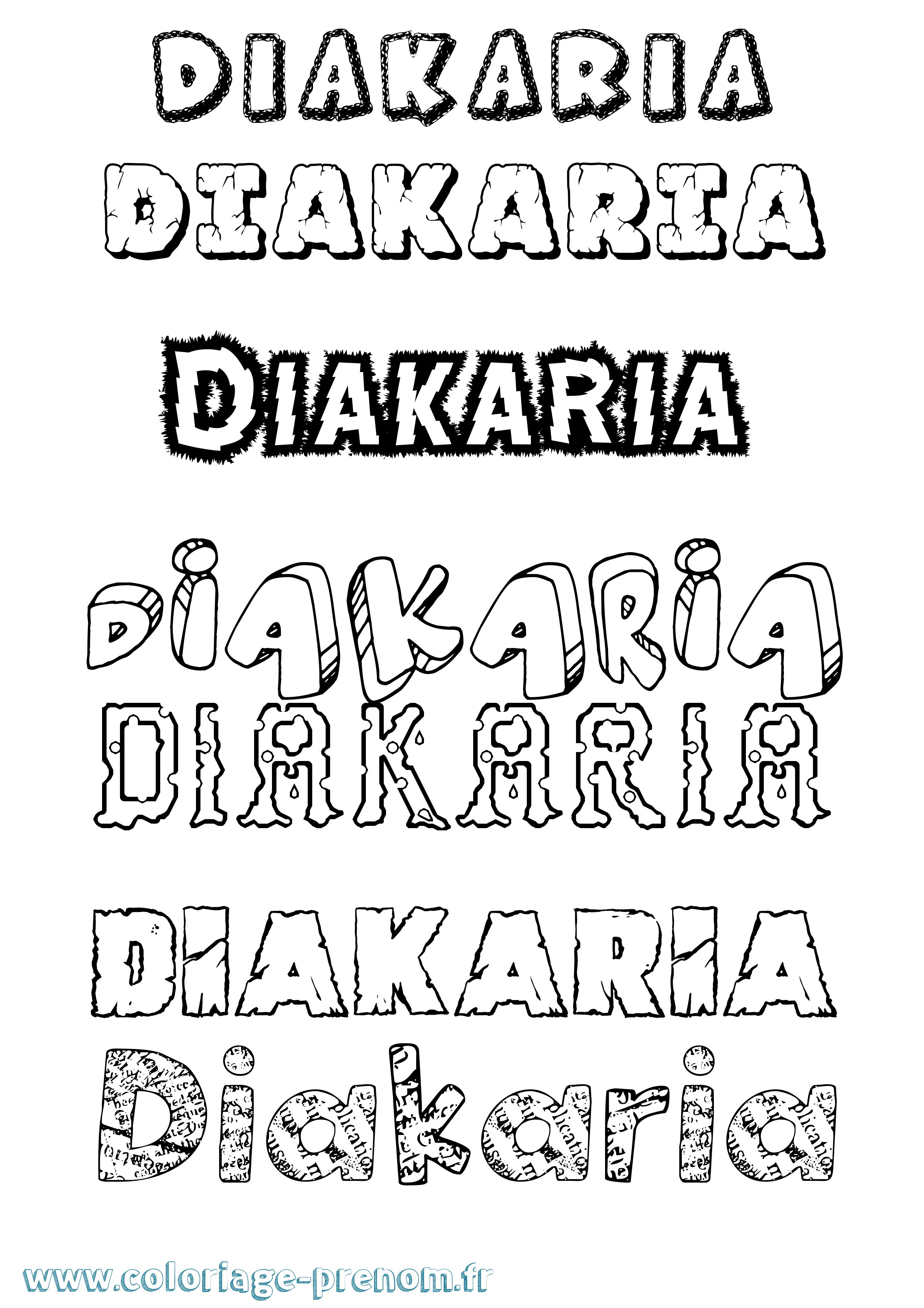 Coloriage prénom Diakaria Destructuré