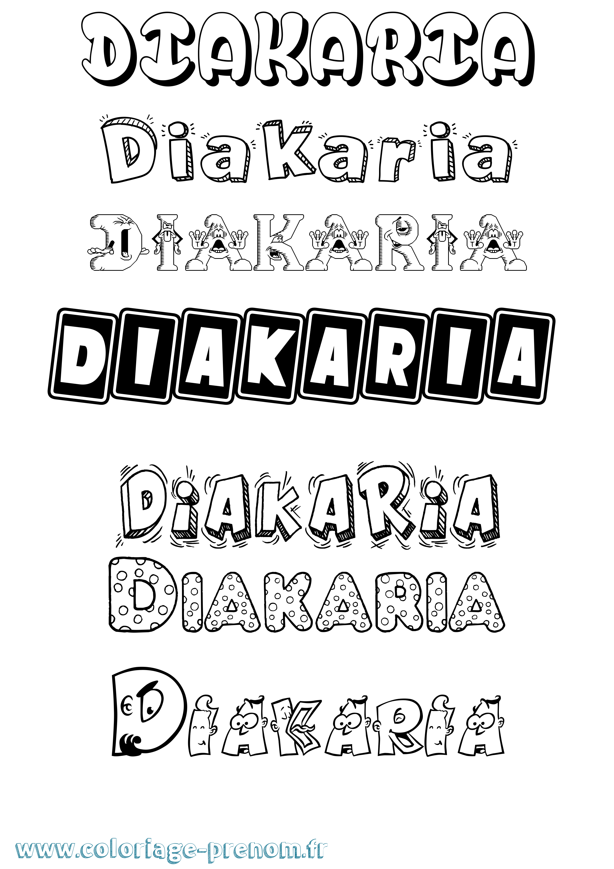 Coloriage prénom Diakaria Fun