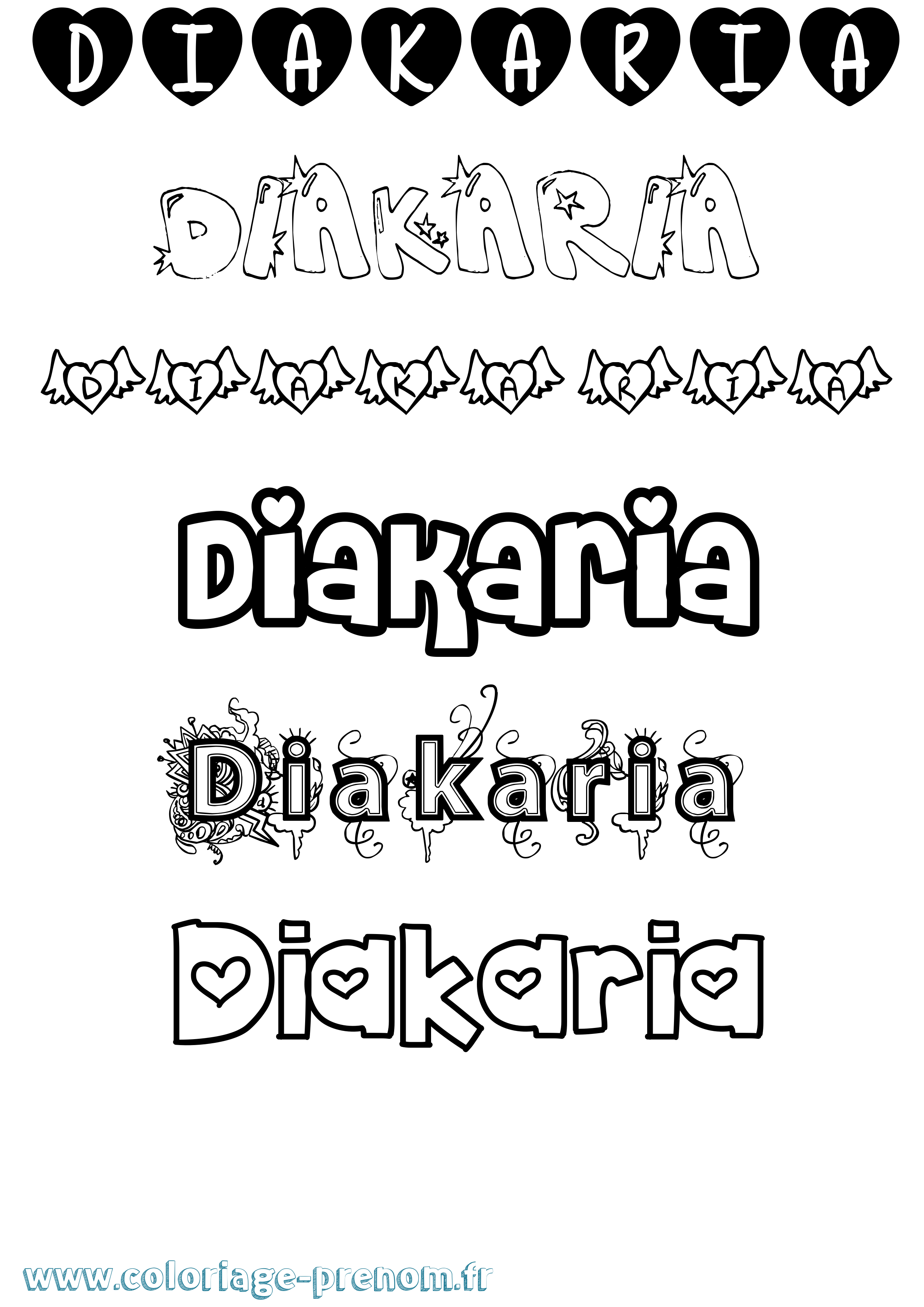 Coloriage prénom Diakaria Girly