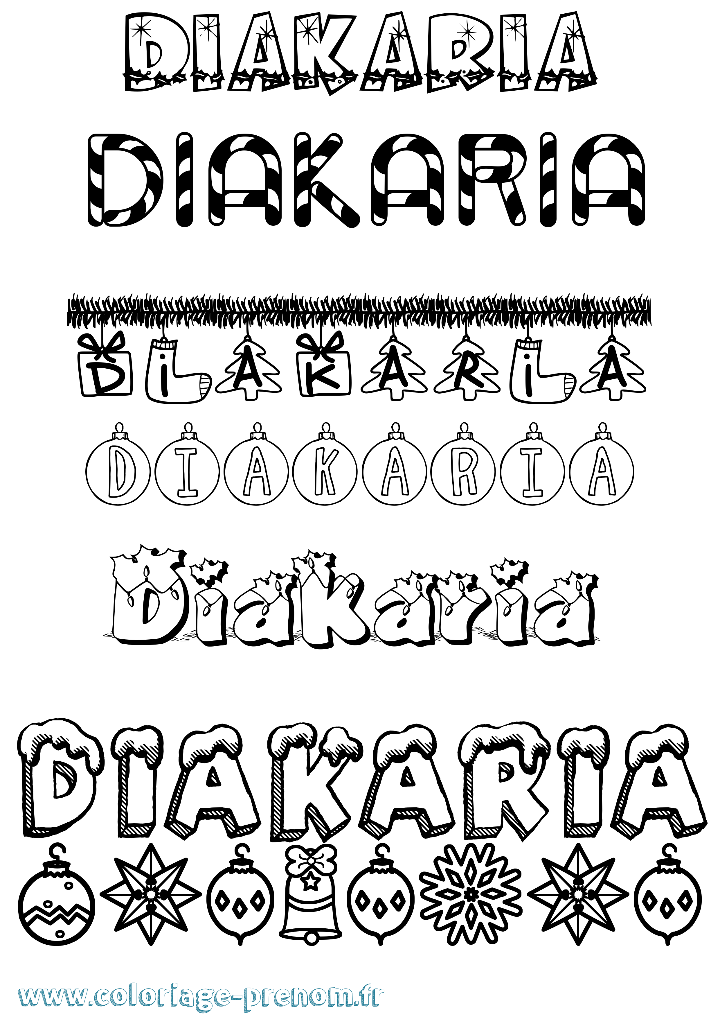 Coloriage prénom Diakaria Noël