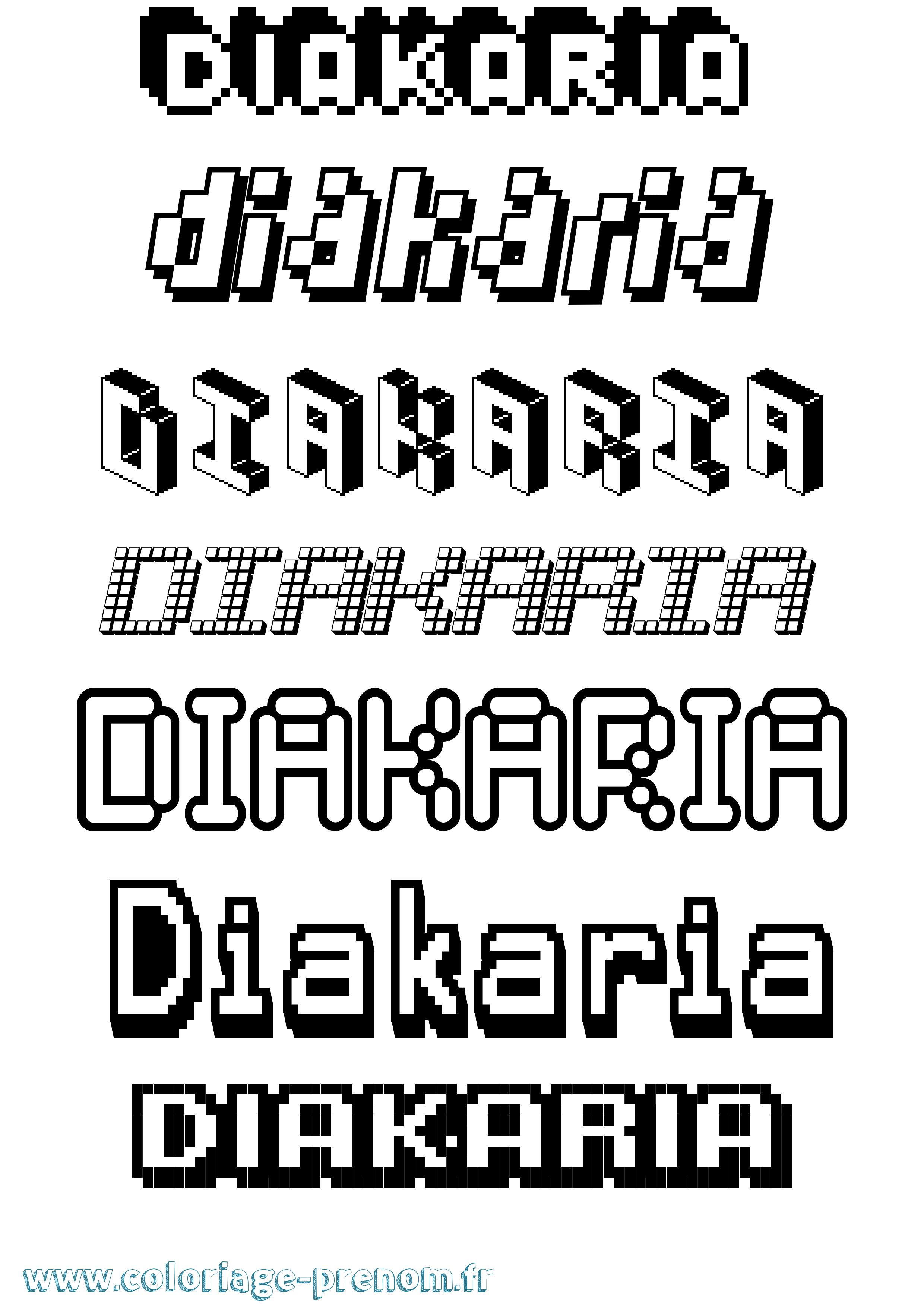 Coloriage prénom Diakaria Pixel