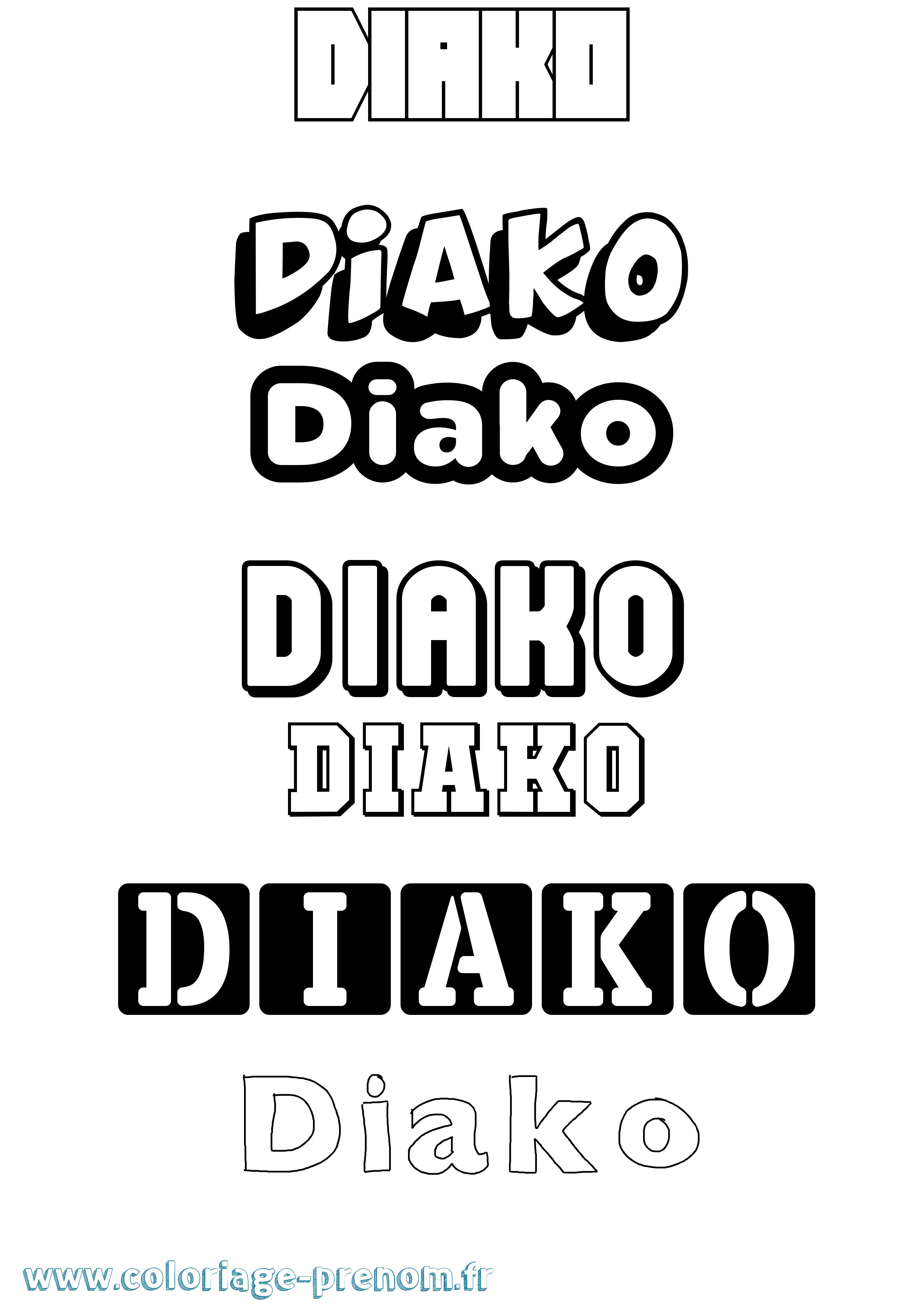Coloriage prénom Diako Simple