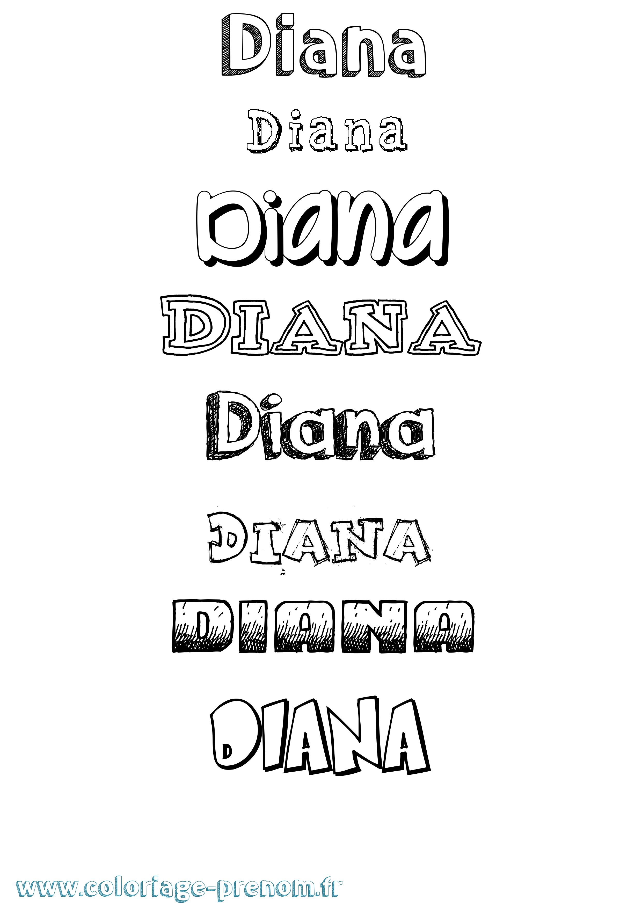 Coloriage prénom Diana Dessiné