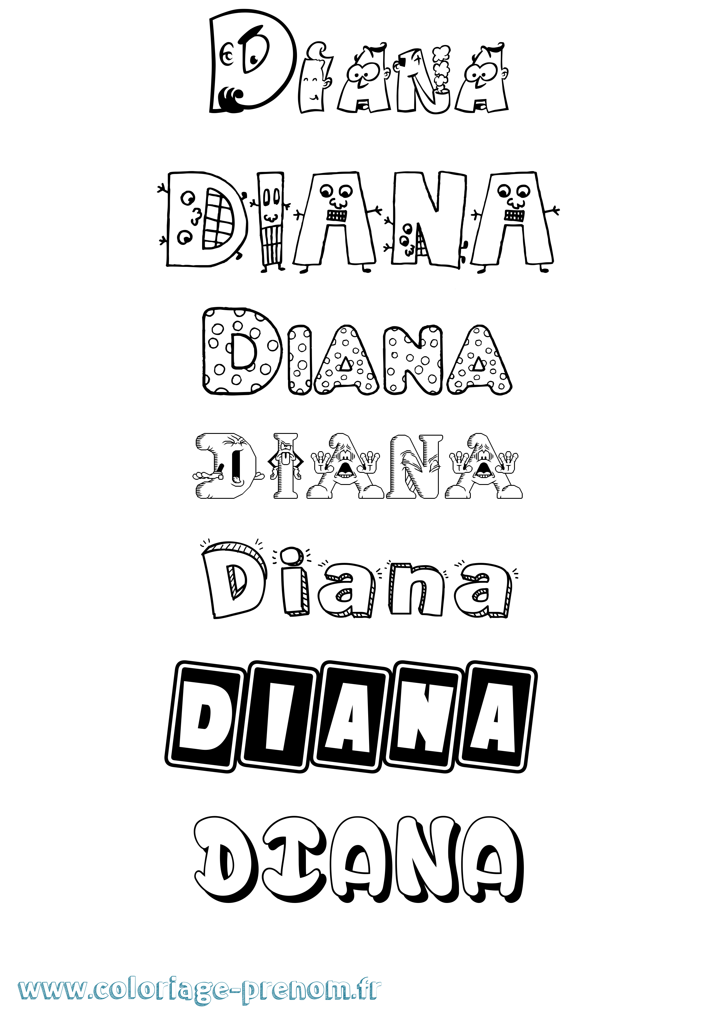 Coloriage prénom Diana Fun