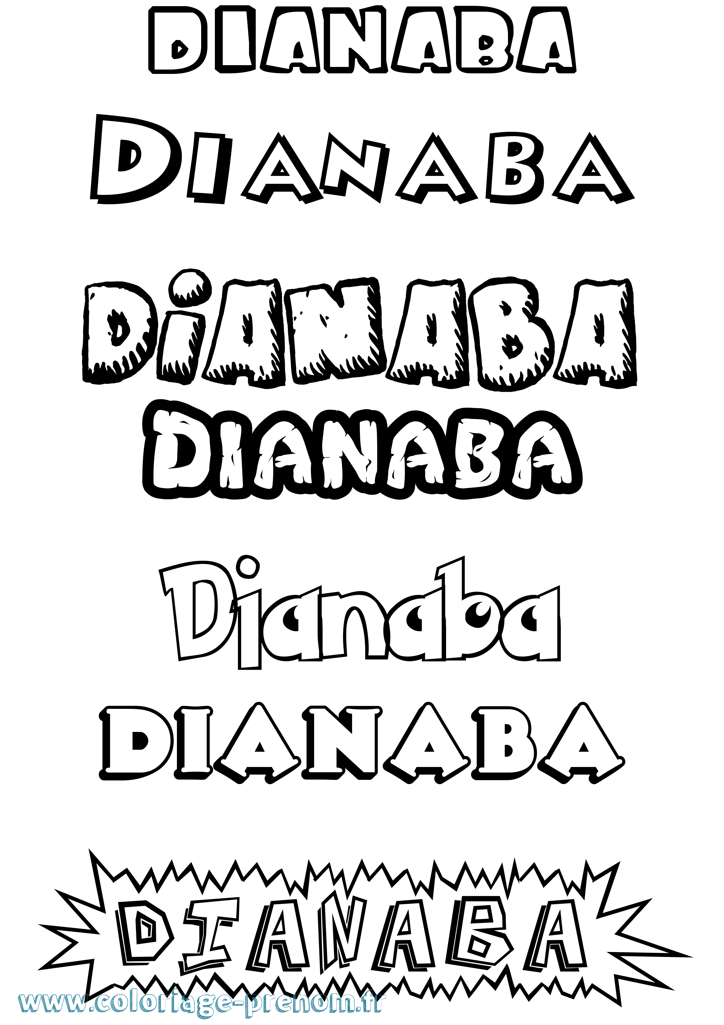 Coloriage prénom Dianaba Dessin Animé