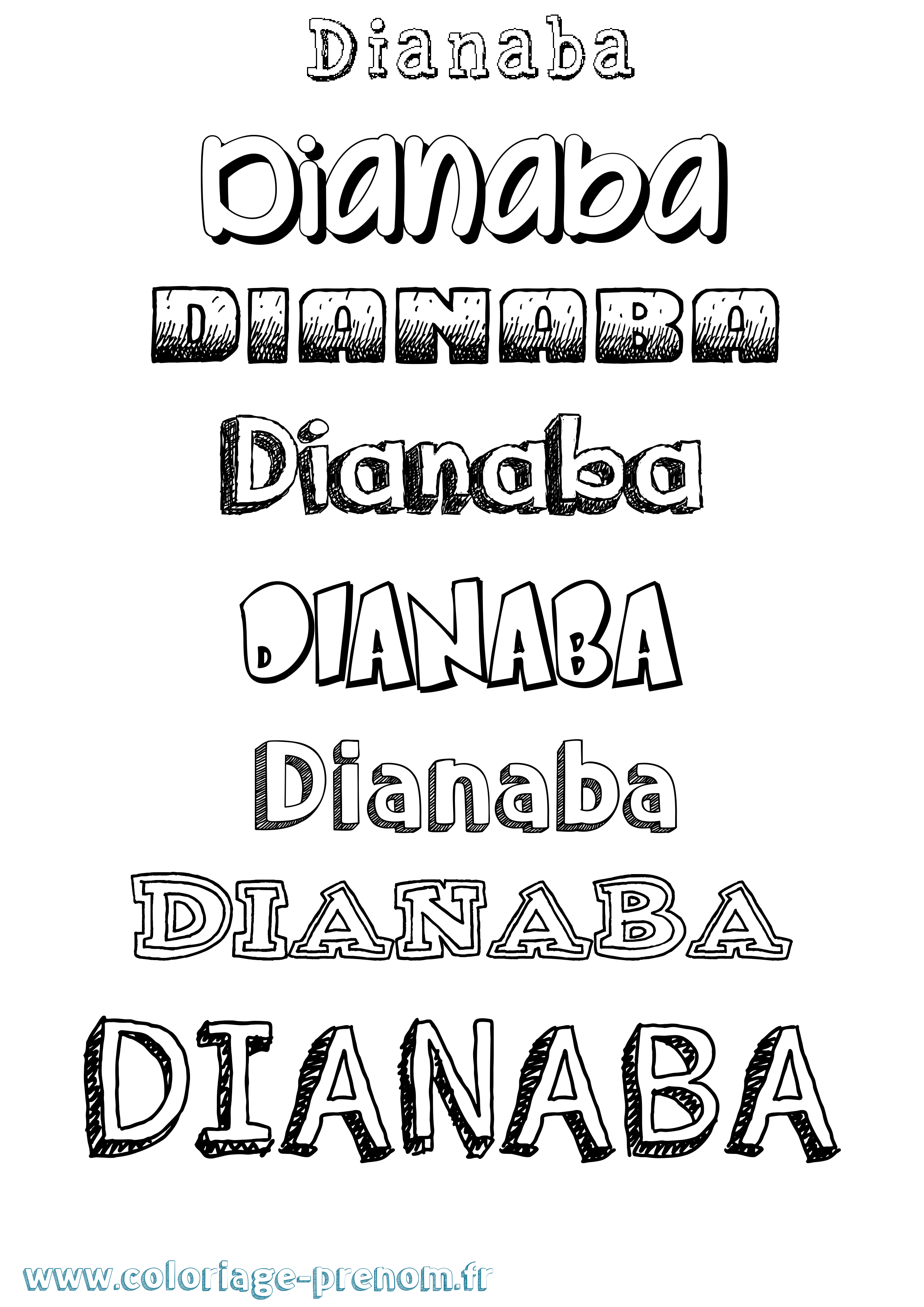 Coloriage prénom Dianaba Dessiné