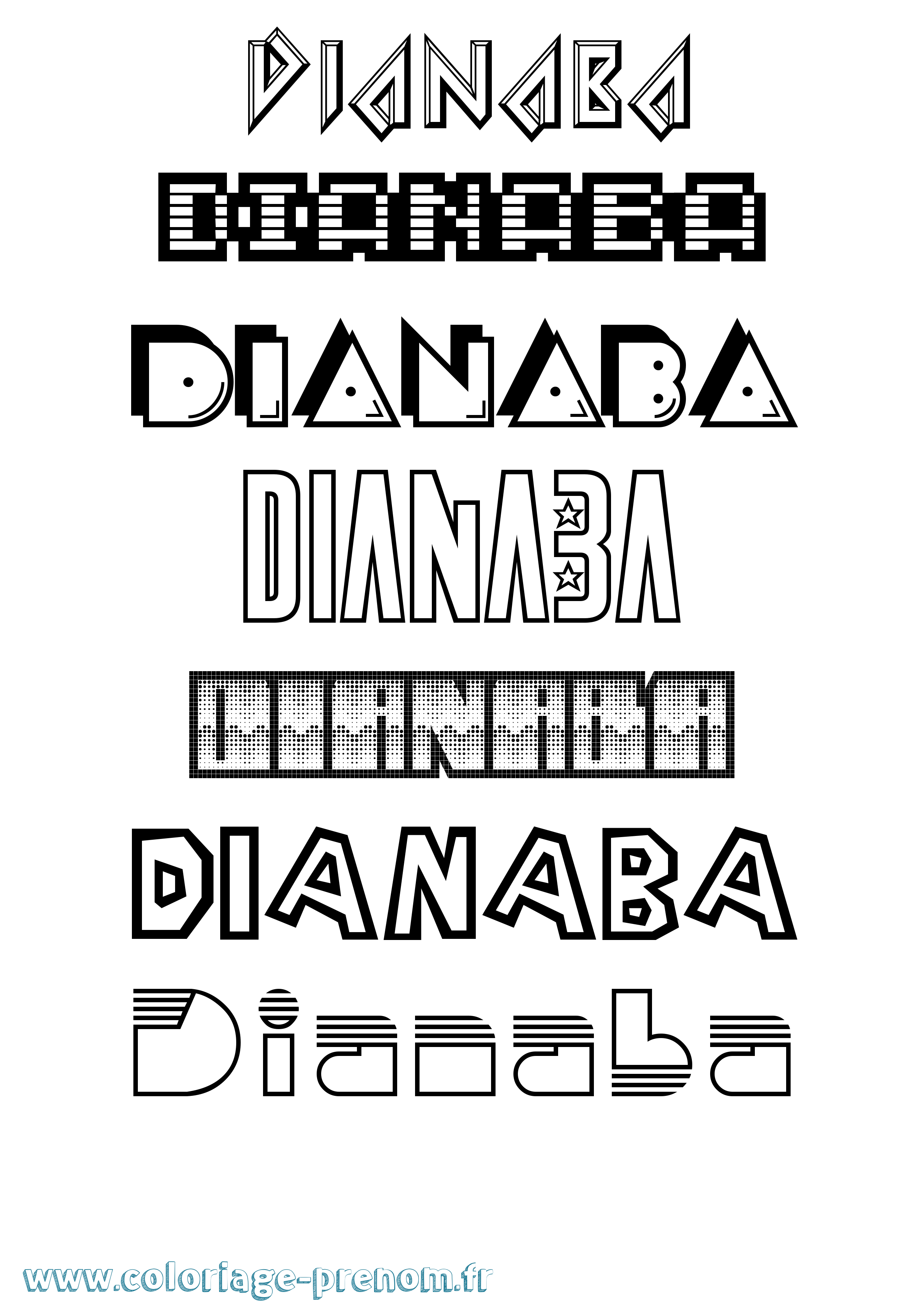 Coloriage prénom Dianaba Jeux Vidéos