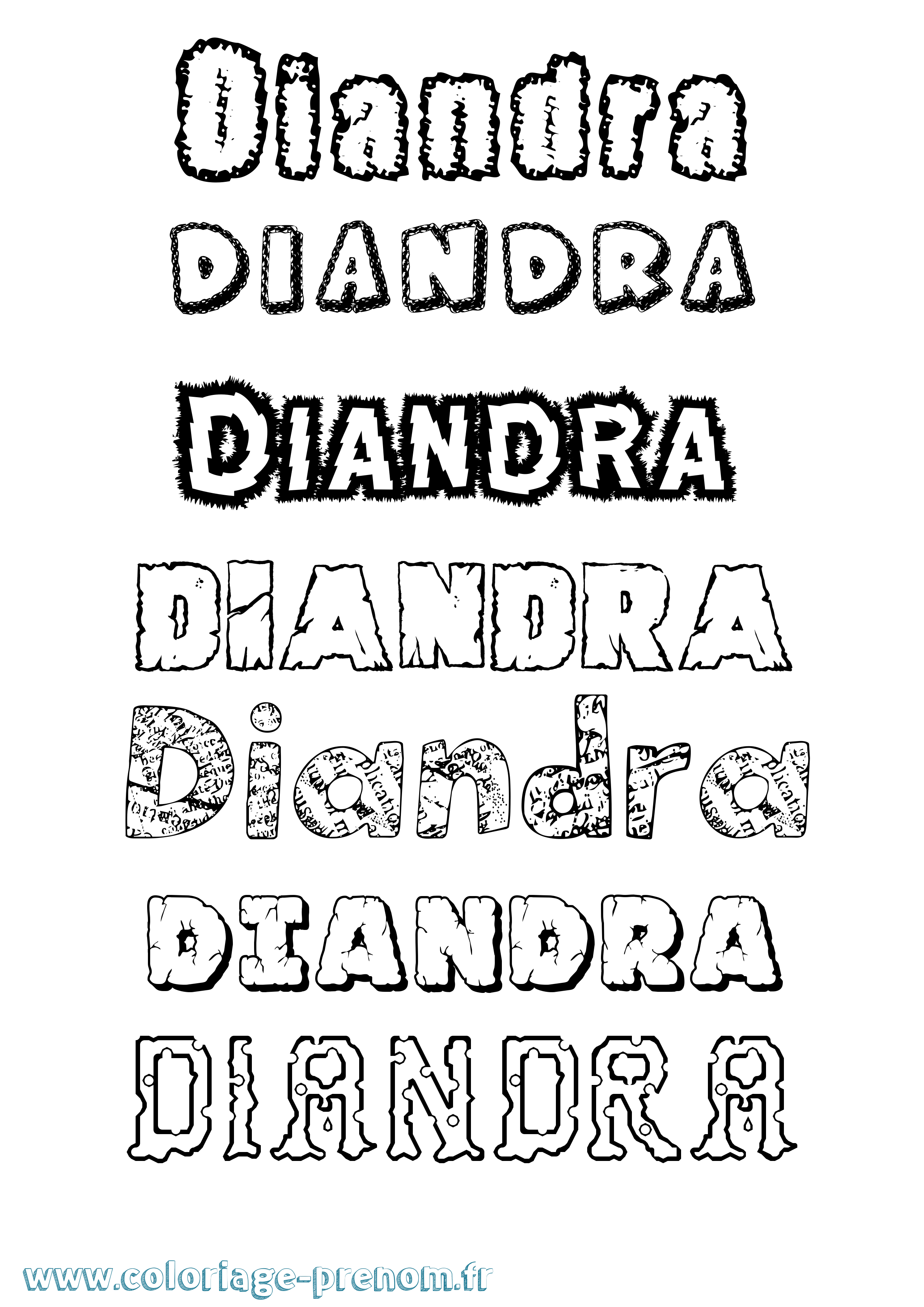 Coloriage prénom Diandra Destructuré
