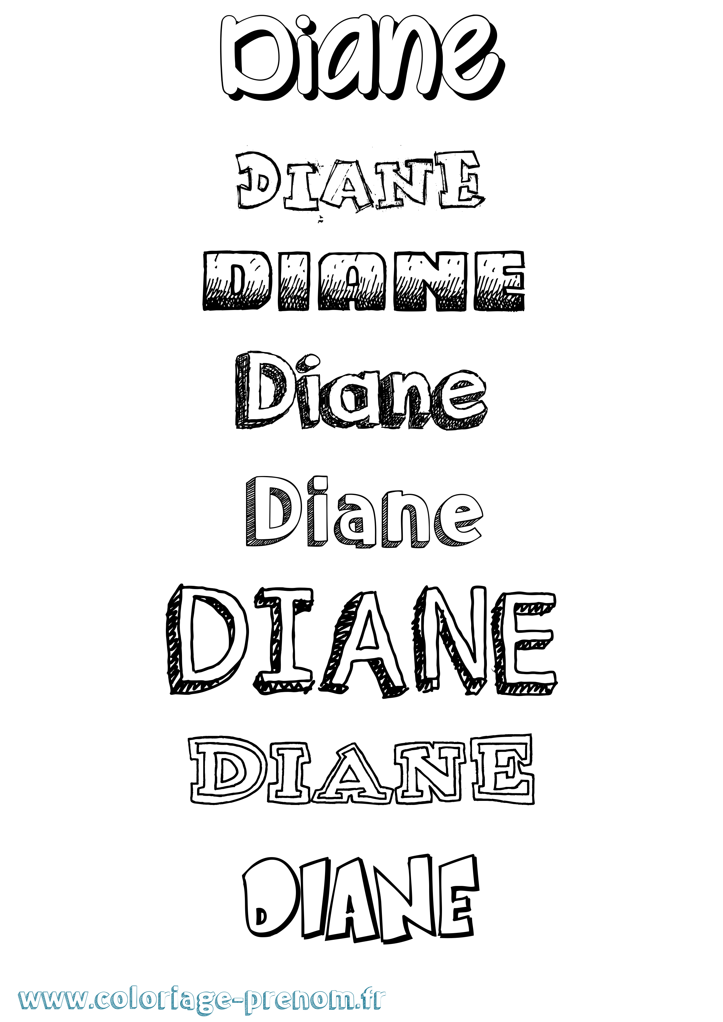 Coloriage prénom Diane Dessiné