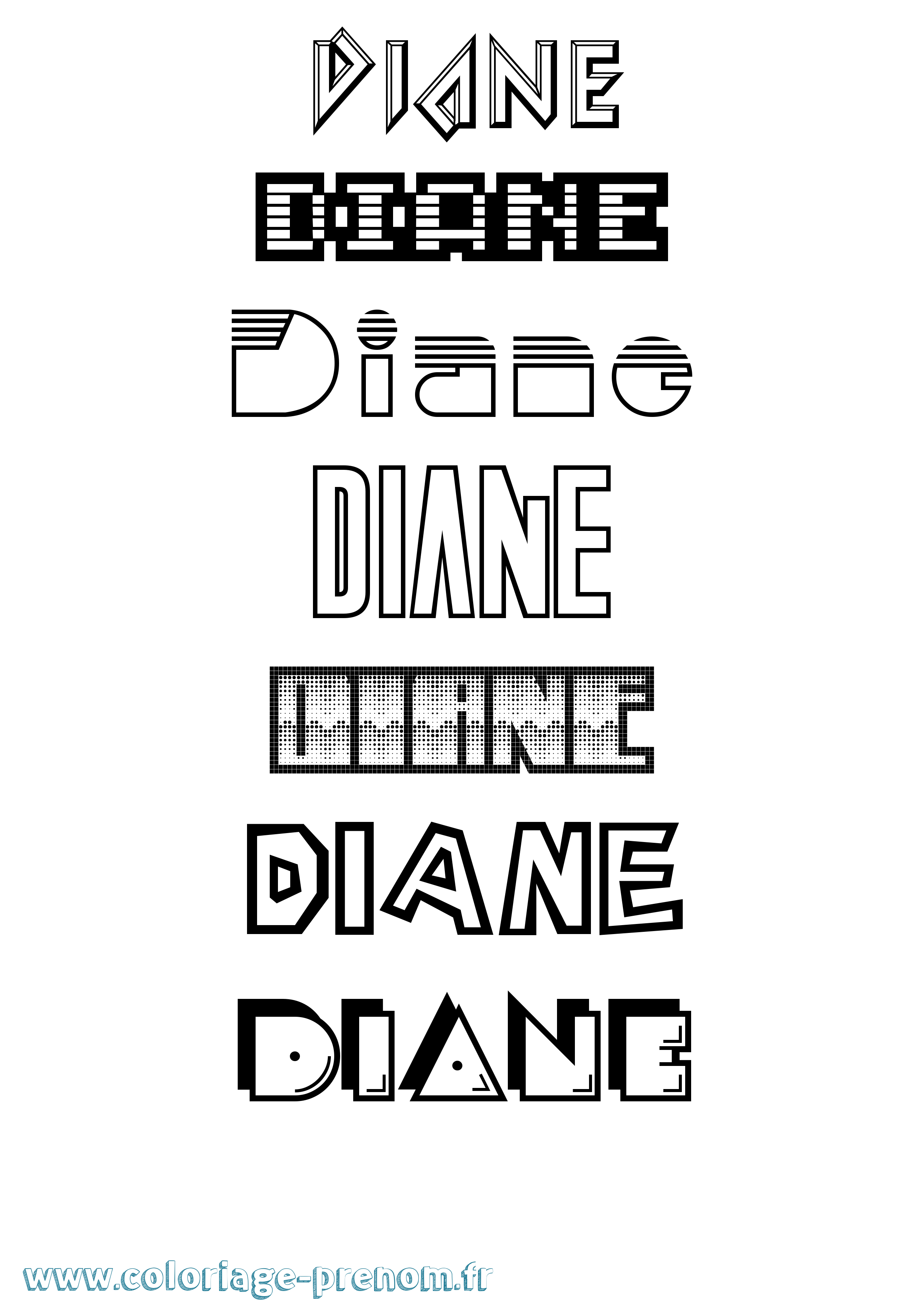 Coloriage prénom Diane Jeux Vidéos