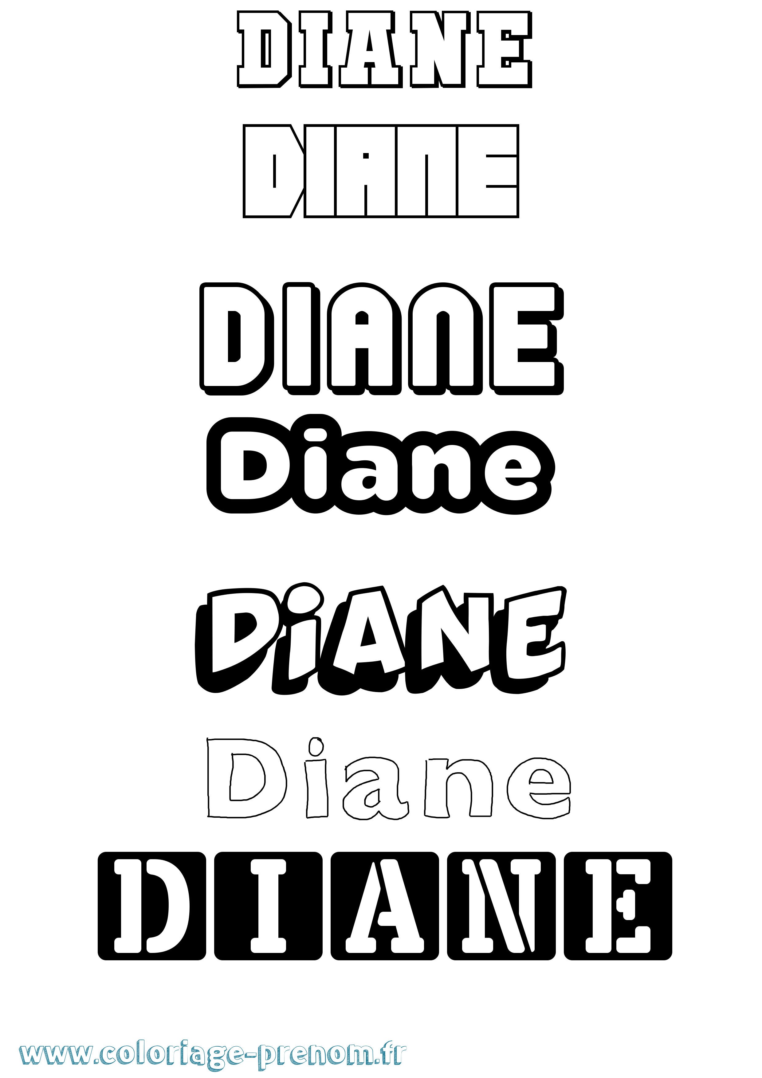 Coloriage prénom Diane Simple